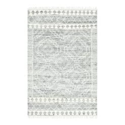 Grey Moroccan Wool Cotton Blend Rug - 8' X 10'