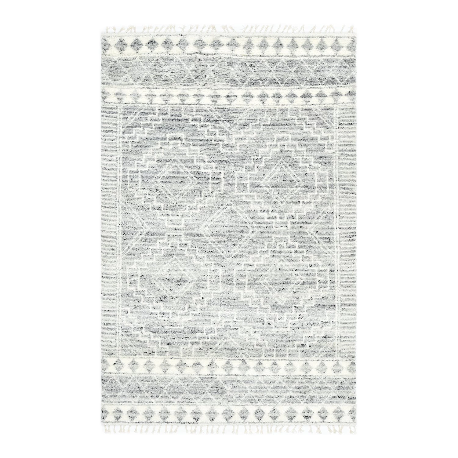Grey Moroccan Wool Cotton Blend Rug - 8' X 10' 3 Grey Moroccan Wool Cotton Blend Rug - 8' X 10'