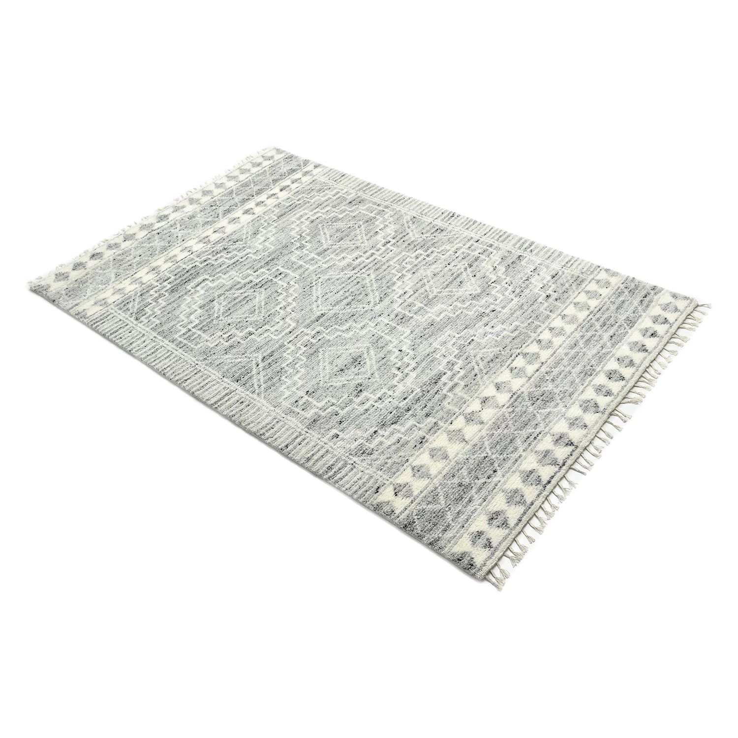 Grey Moroccan Wool Cotton Blend Rug - 8' X 10' 10 Grey Moroccan Wool Cotton Blend Rug - 8' X 10' - Image 8