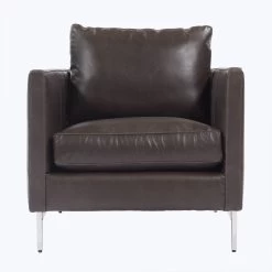 Hannah Leather Chair W/ Steel Legs