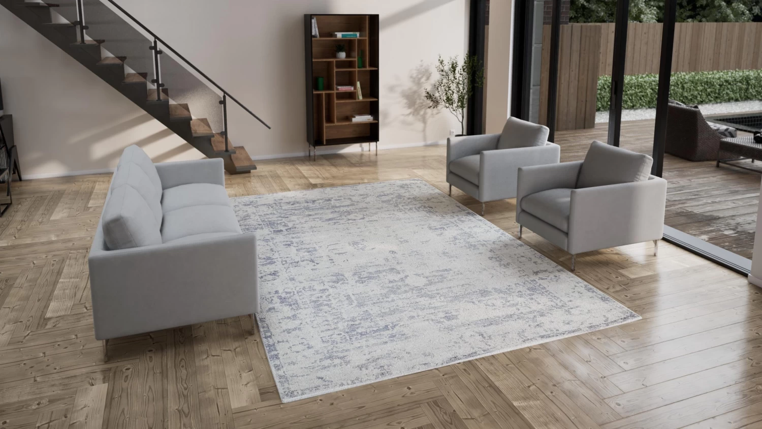 Grey Transitional Wool Cotton Blend Rug - 8'10" X 12'3" 5 Grey Transitional Wool Cotton Blend Rug - 8'10" X 12'3" - Image 3