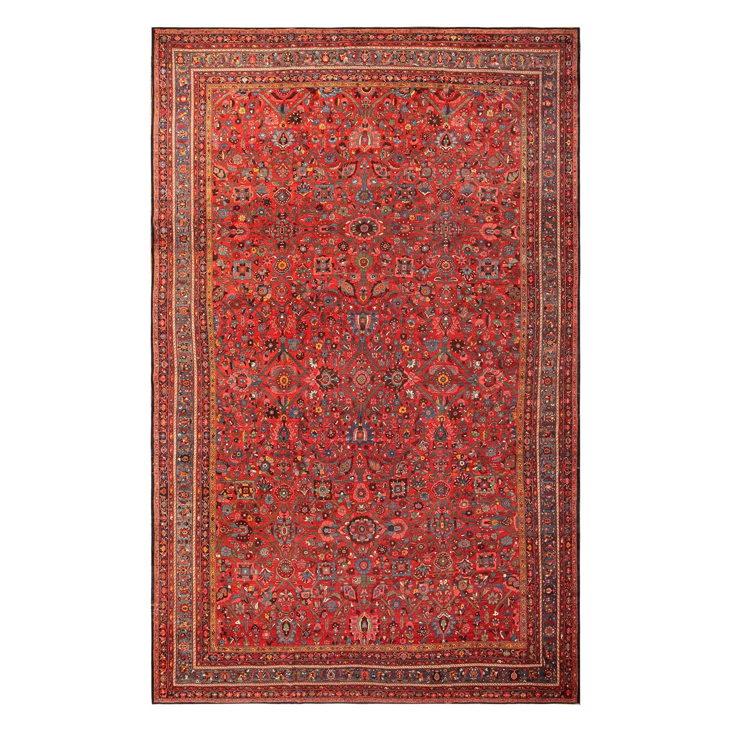 Red Antique Persian Bidjar Rug - 12'10" X 20'3" 3 Red Antique Persian Bidjar Rug - 12'10" X 20'3"