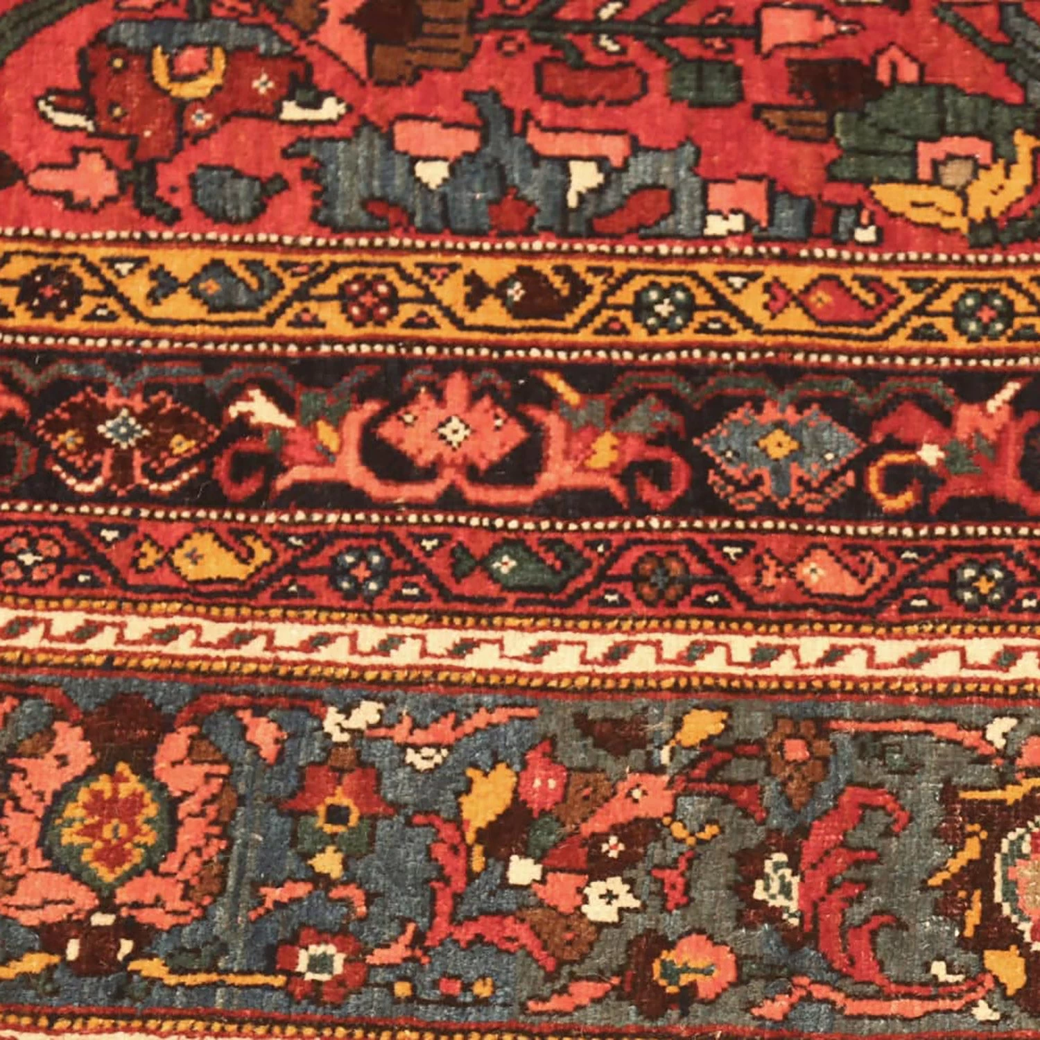 Red Antique Persian Bidjar Rug - 12'10" X 20'3" 6 Red Antique Persian Bidjar Rug - 12'10" X 20'3" - Image 4