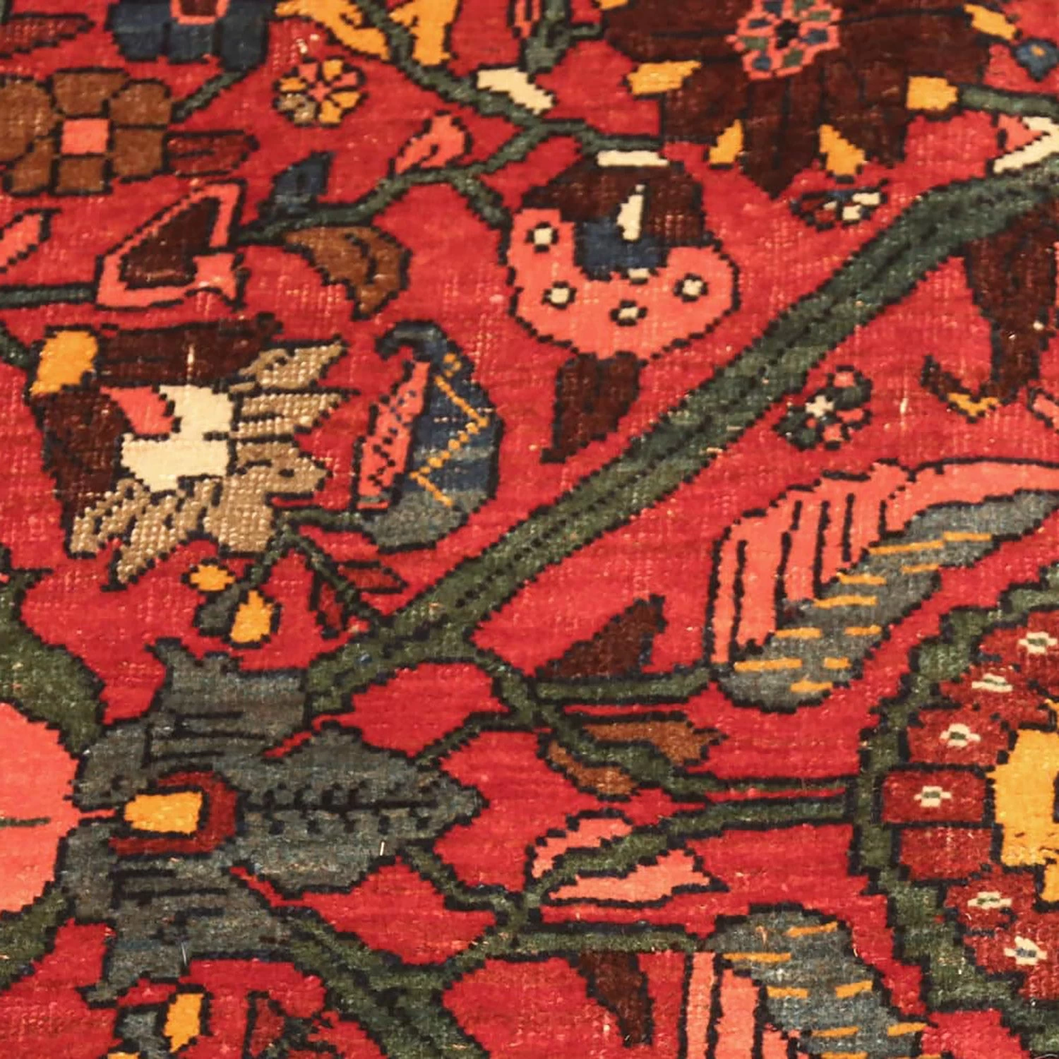 Red Antique Persian Bidjar Rug - 12'10" X 20'3" 8 Red Antique Persian Bidjar Rug - 12'10" X 20'3" - Image 6