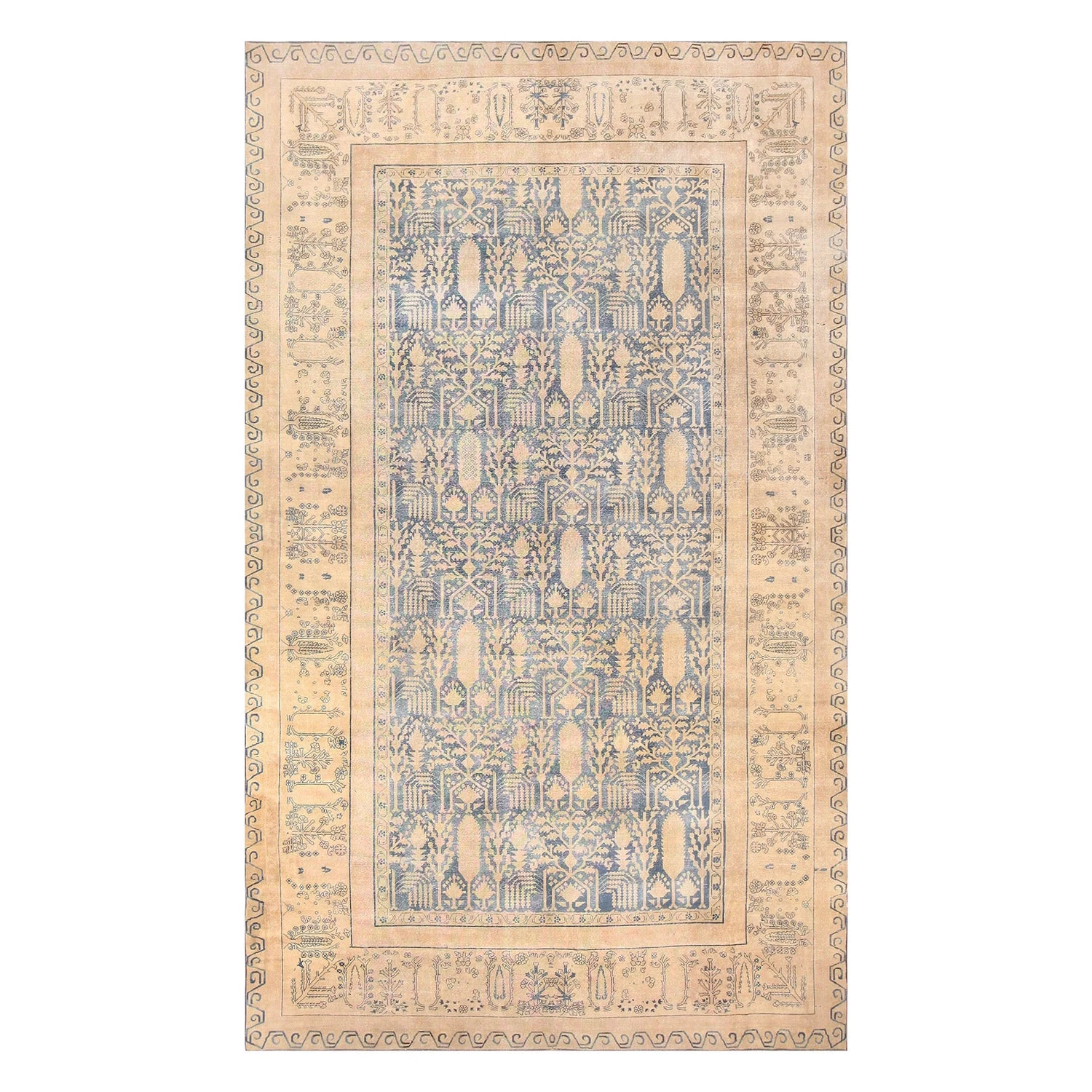 Blue Antique Indian Rug - 10'10" X 18'6" 3 Blue Antique Indian Rug - 10'10" X 18'6"