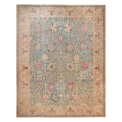 Blue Antique Indian Agra Rug - 11'" X 14'2"