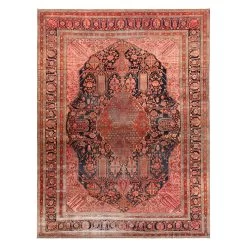 Ivory Antique Persian Mohtasham Kashan Rug - 10'4" X 13'7"