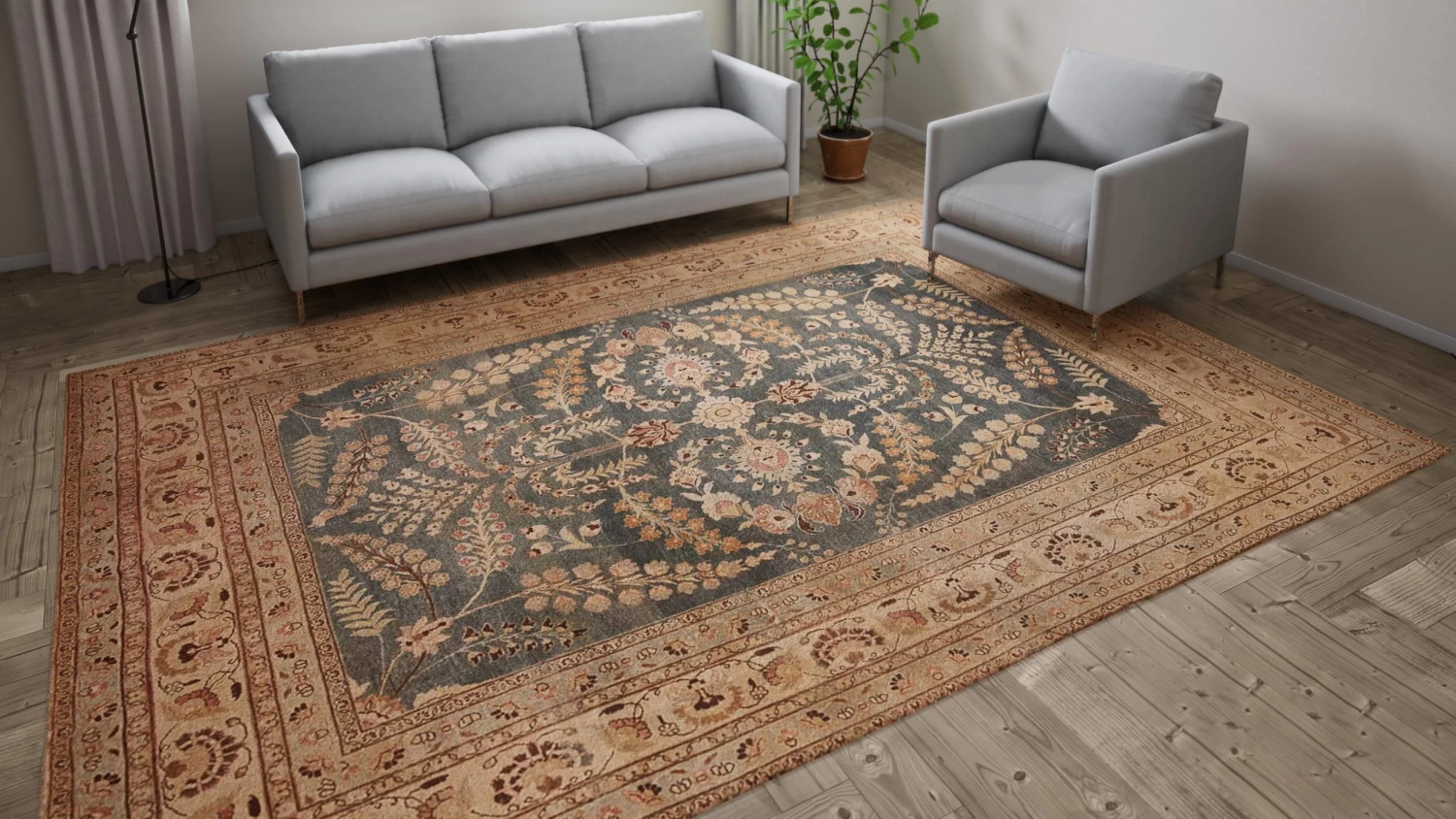 Brown Antique Khorassan Persian Rug - 8'4" X 12' 6 Brown Antique Khorassan Persian Rug - 8'4" X 12' - Image 4