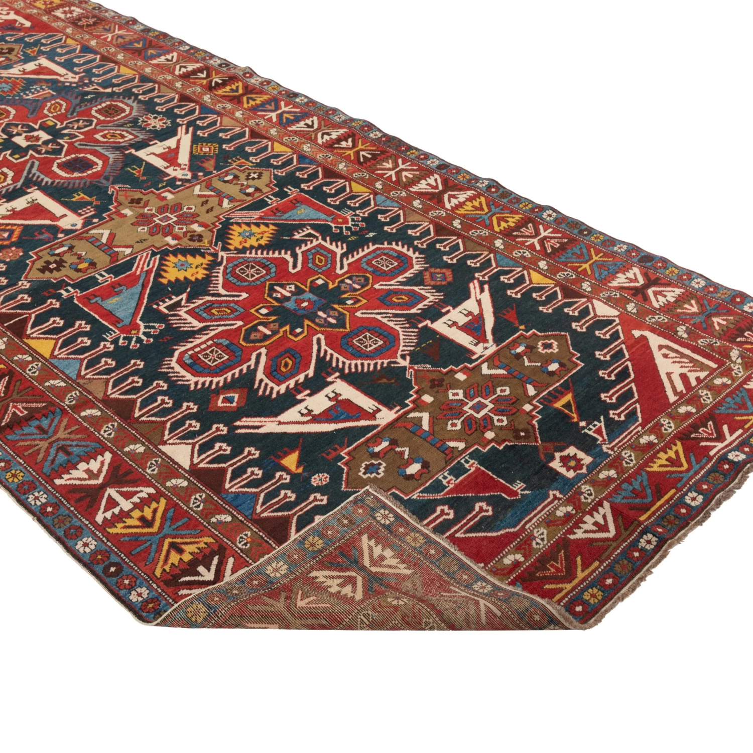 Red And Blue Antique Turkish Runner - 4'11'' X 10'11'' 6 Red And Blue Antique Turkish Runner - 4'11'' X 10'11'' - Image 4