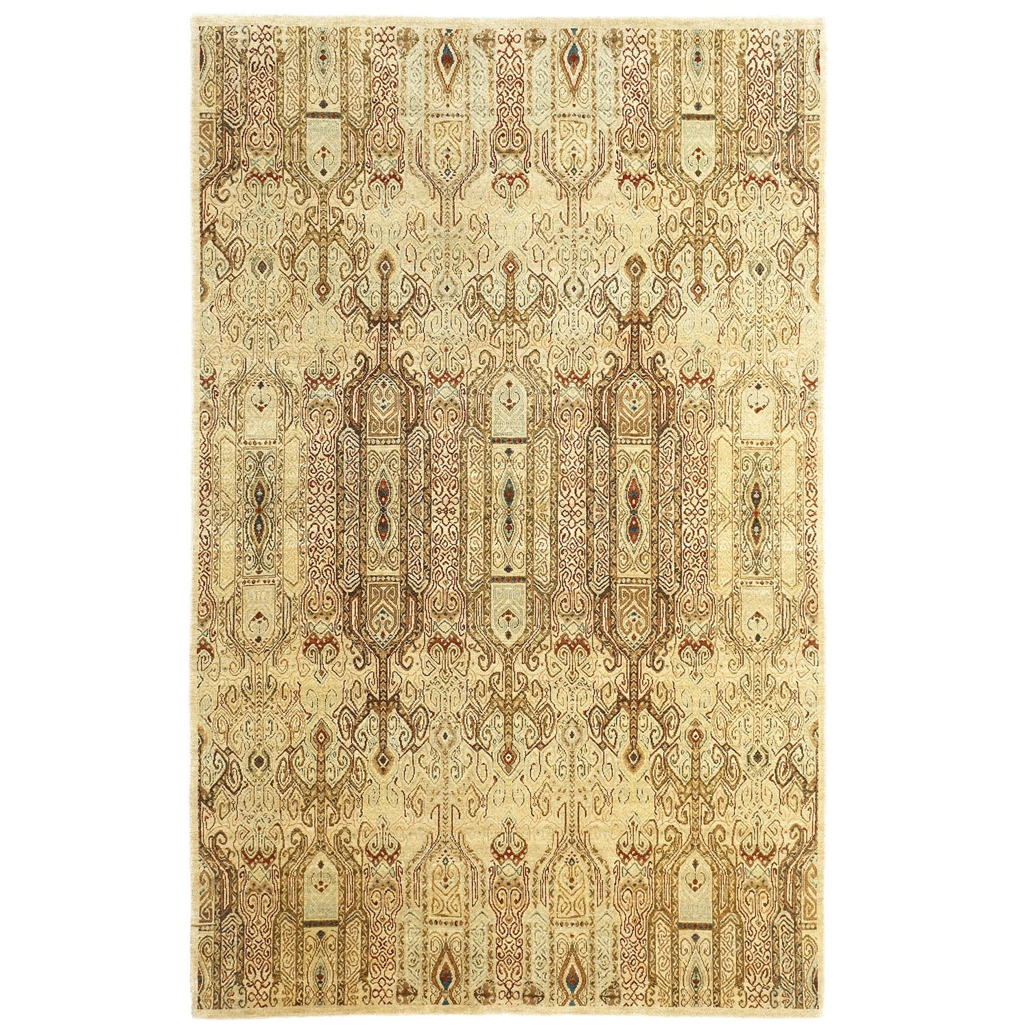 Beige Modern Wool Rug - 5'1" X 8' 3 Beige Modern Wool Rug - 5'1" X 8'