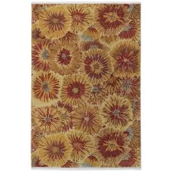 Gold And Red Modern Wool Rug - 6'1" X 8'10"
