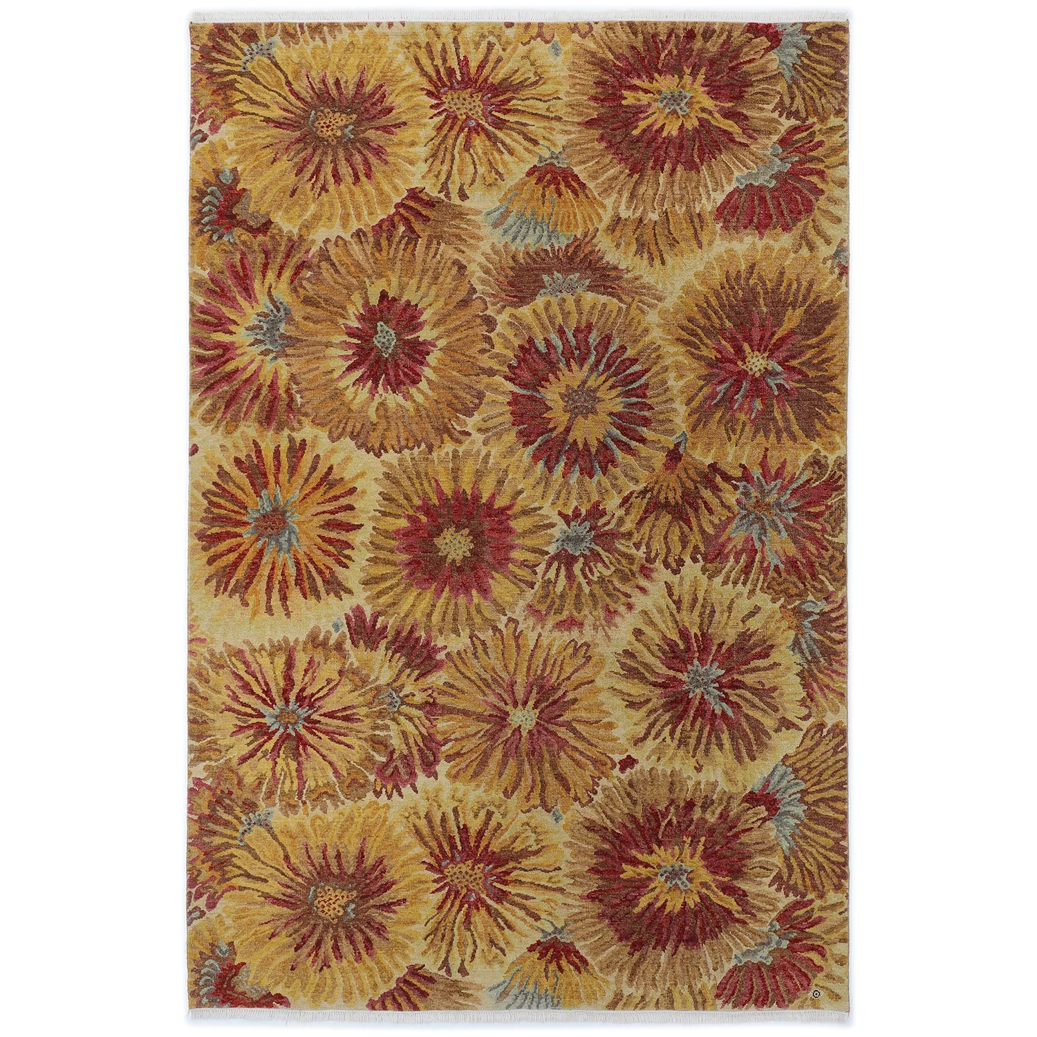 Gold And Red Modern Wool Rug - 6'1" X 8'10" 3 Gold And Red Modern Wool Rug - 6'1" X 8'10"