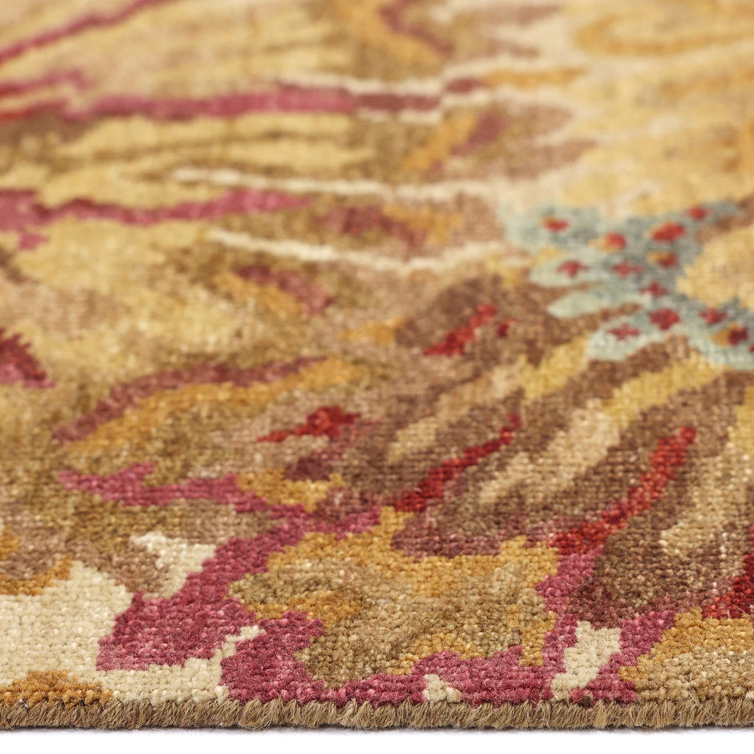 Gold And Red Modern Wool Rug - 6'1" X 8'10" 9 Gold And Red Modern Wool Rug - 6'1" X 8'10" - Image 7