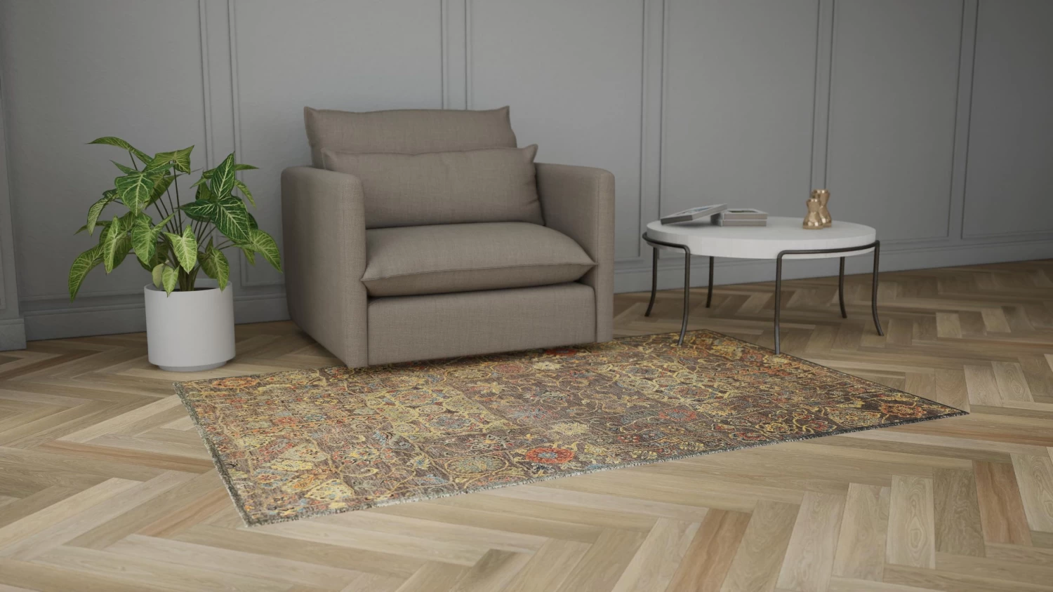 Grey Transitional Wool Rug - 5' X 7'7" 5 Grey Transitional Wool Rug - 5' X 7'7" - Image 3