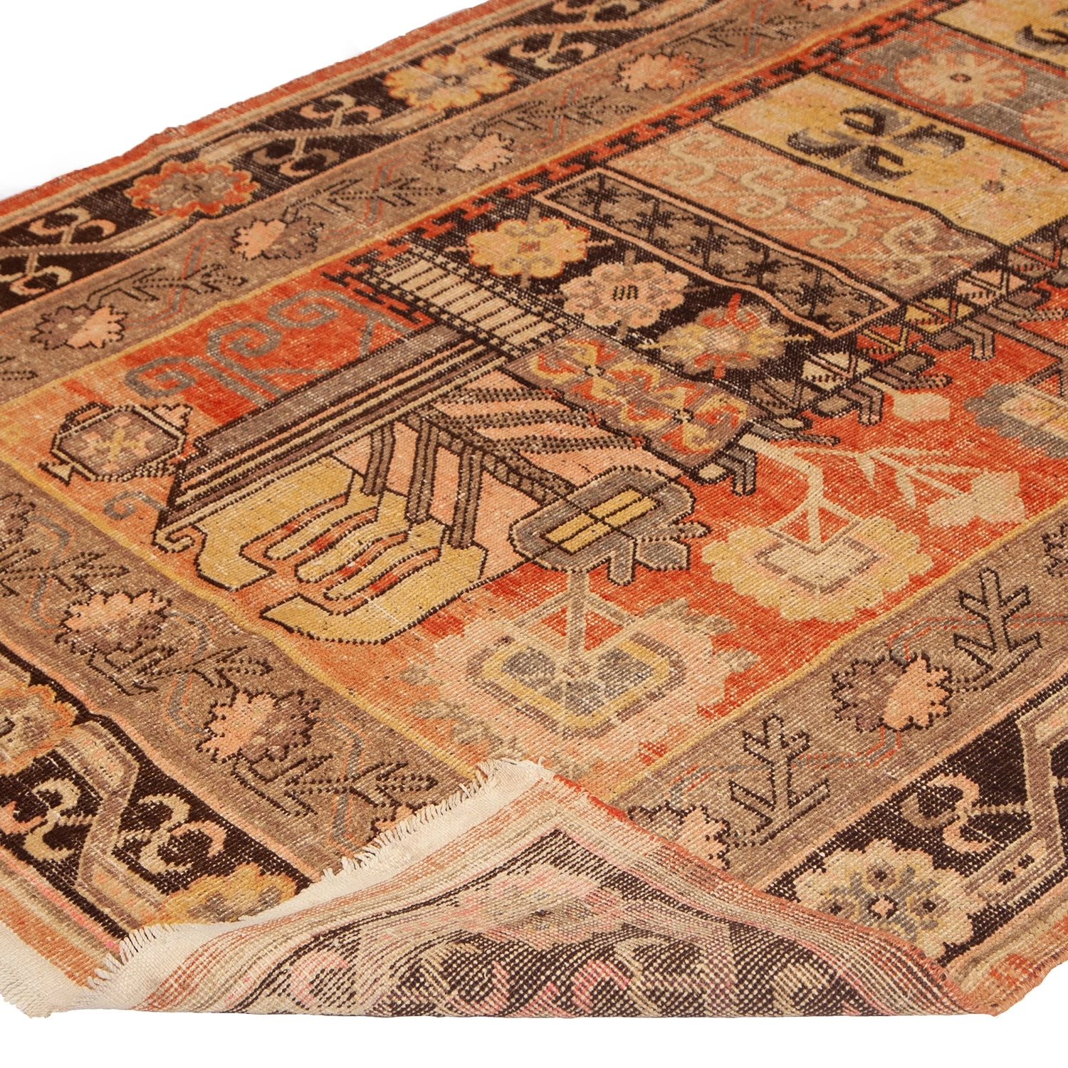 Red Vintage Traditional Kohtan Wool Rug - 4'6" X 9'4" 6 Red Vintage Traditional Kohtan Wool Rug - 4'6" X 9'4" - Image 4
