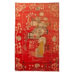 Red Vintage Traditional Kohtan Wool Rug - 5'5" X 8'5"
