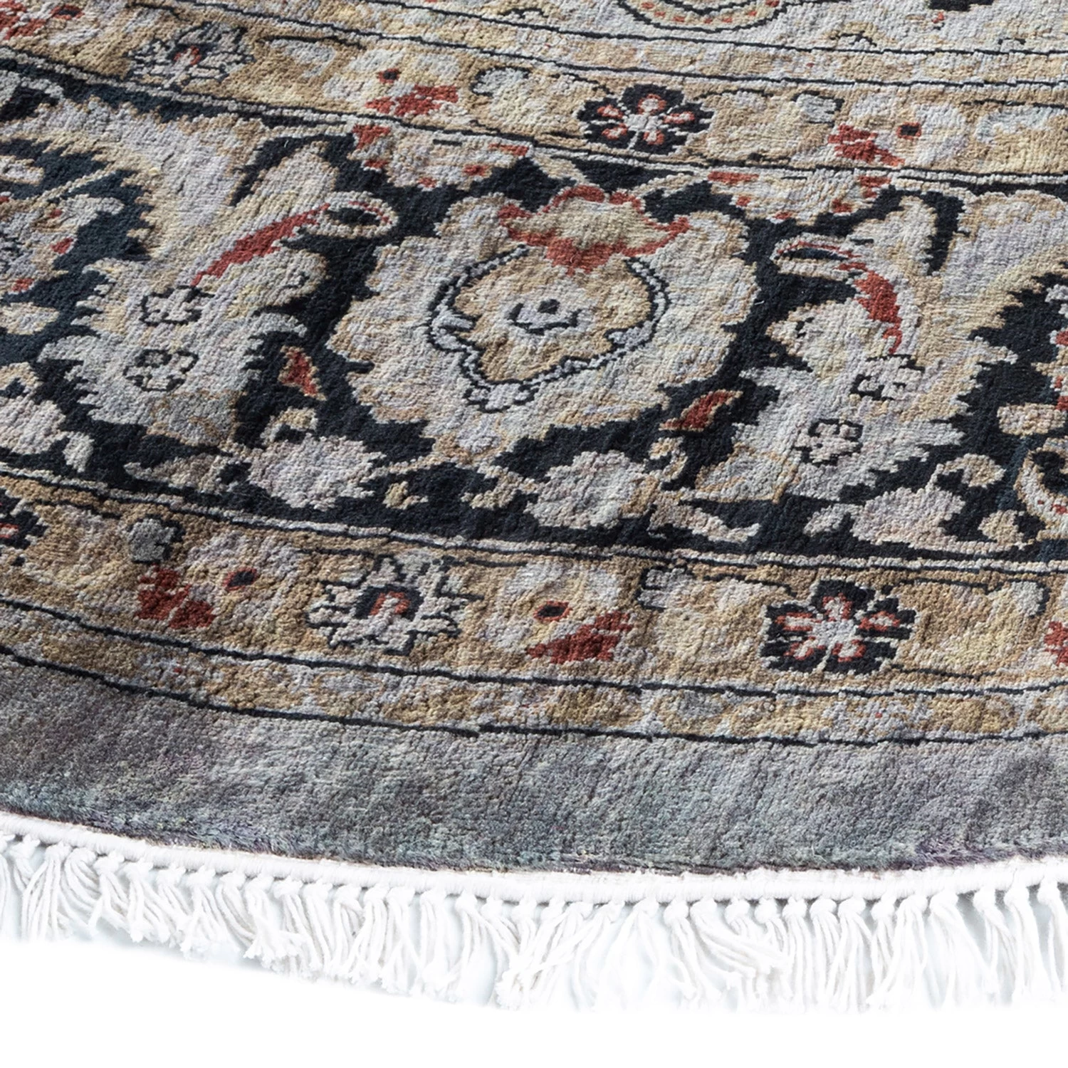 Grey Overdyed Wool Rug - 7'1" Round 6 Grey Overdyed Wool Rug - 7'1" Round - Image 4