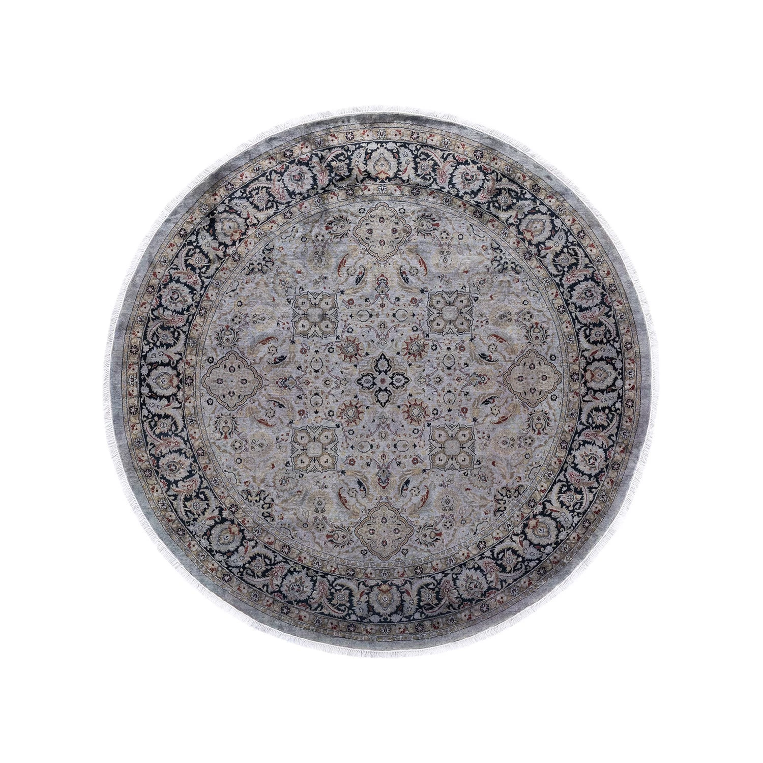 Grey Overdyed Wool Rug - 7'1" Round 3 Grey Overdyed Wool Rug - 7'1" Round