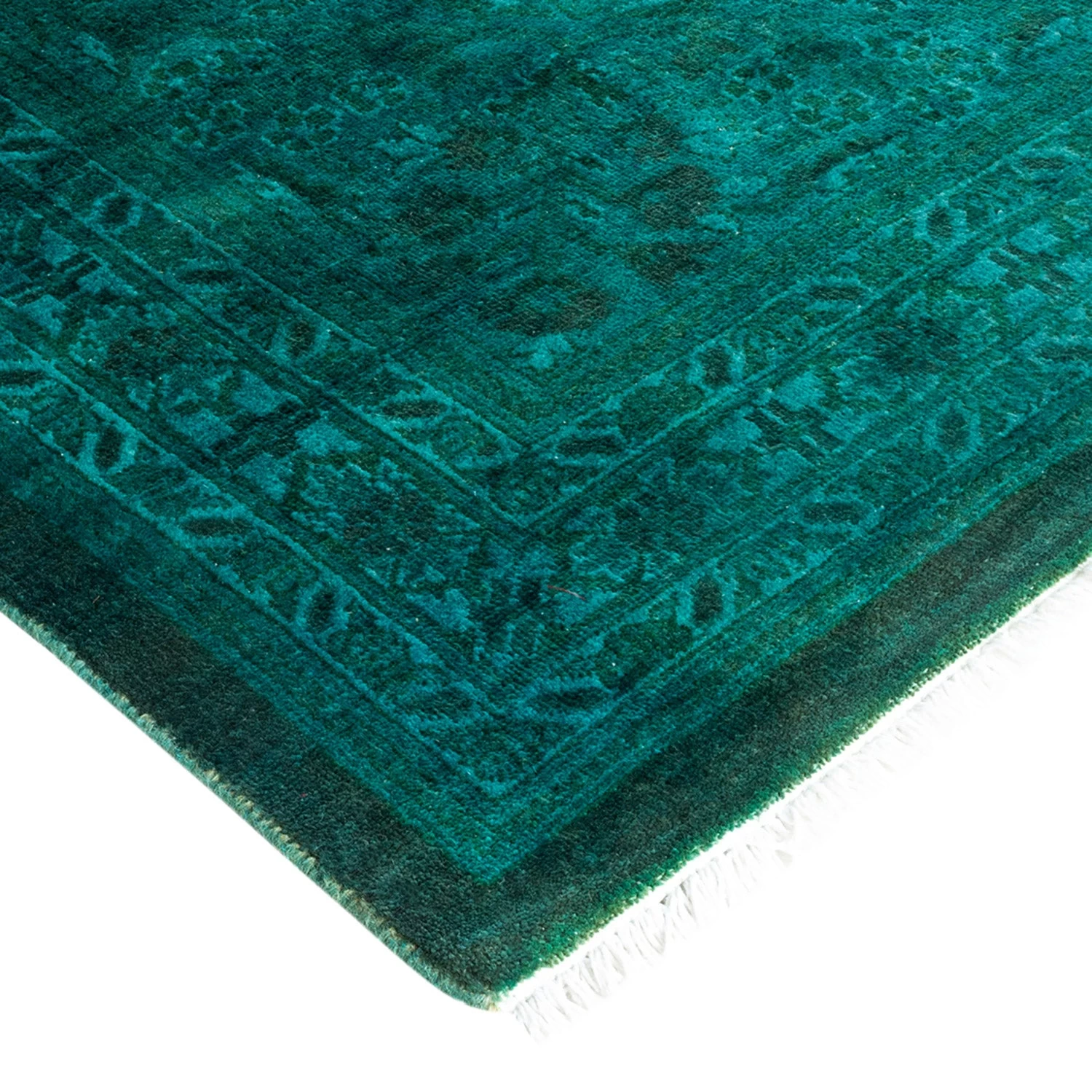 Green Overdyed Wool Rug - 10'2" X 13'6" 5 Green Overdyed Wool Rug - 10'2" X 13'6" - Image 3