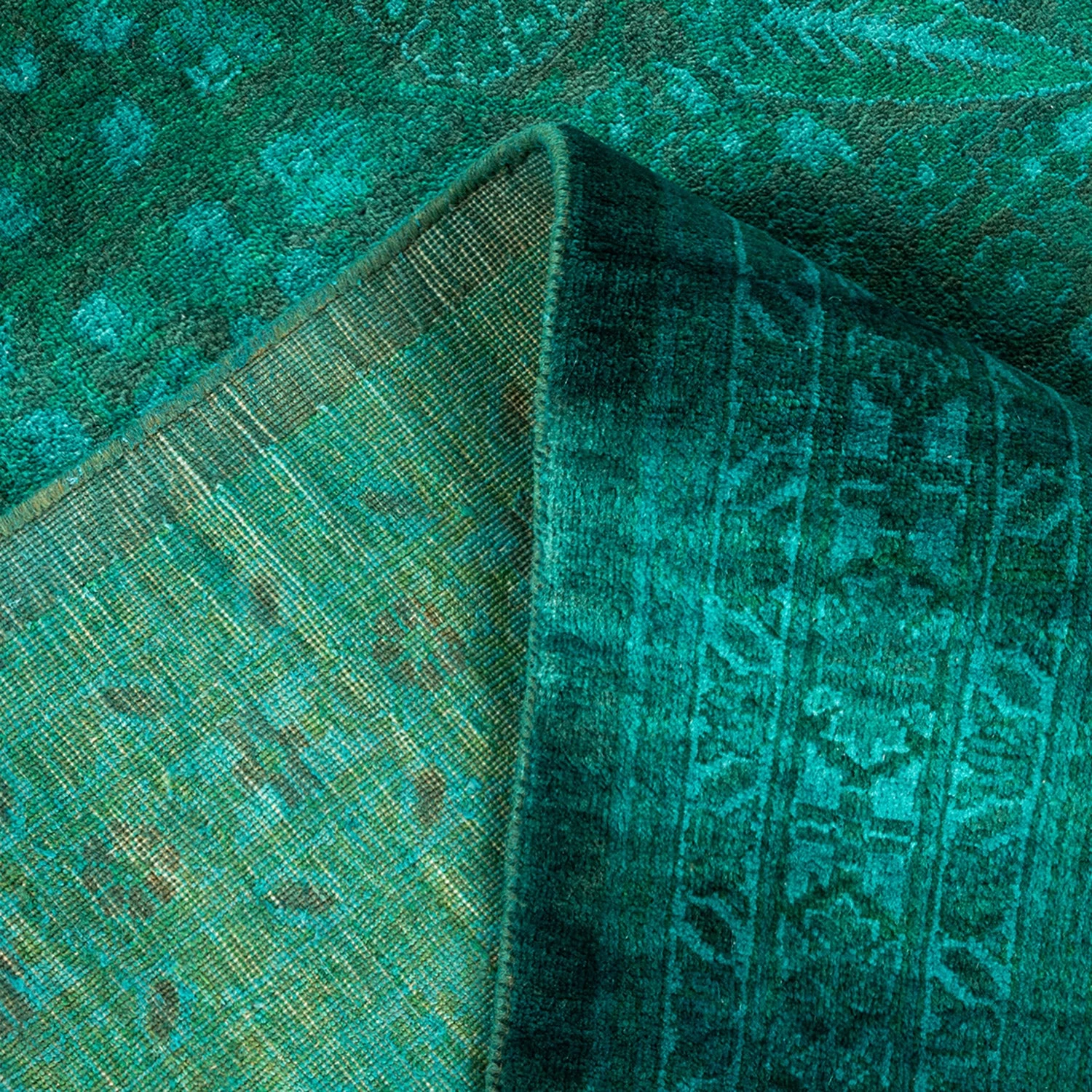 Green Overdyed Wool Rug - 10'2" X 13'6" 8 Green Overdyed Wool Rug - 10'2" X 13'6" - Image 6