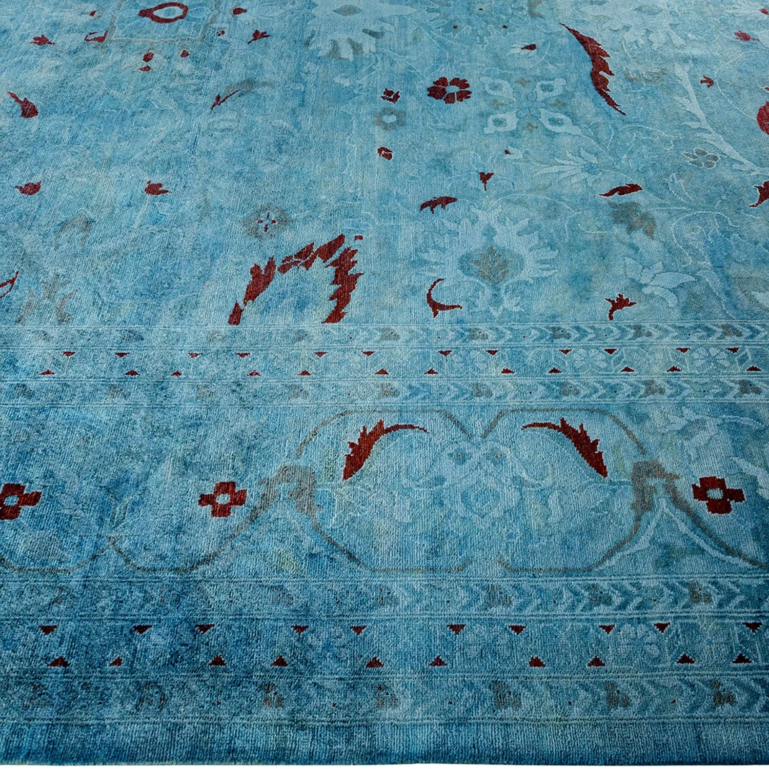 Blue Overdyed Wool Rug - 9'1" X 12'3" 4 Blue Overdyed Wool Rug - 9'1" X 12'3" - Image 2
