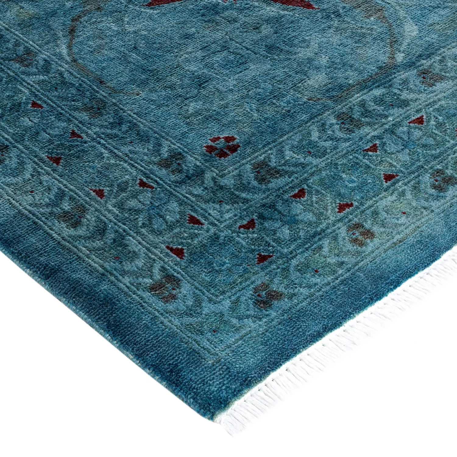 Blue Overdyed Wool Rug - 9'1" X 12'3" 5 Blue Overdyed Wool Rug - 9'1" X 12'3" - Image 3