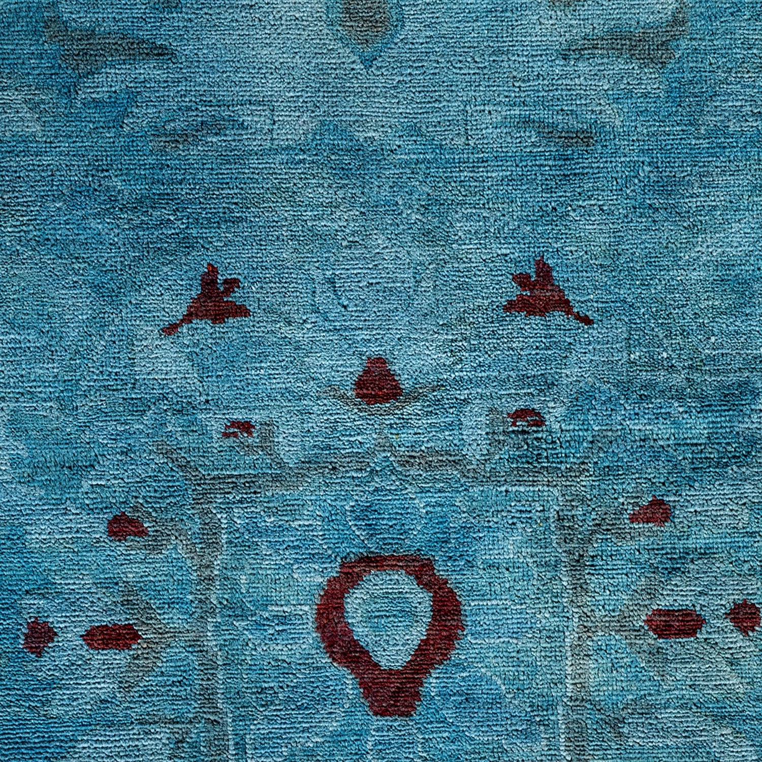 Blue Overdyed Wool Rug - 9'1" X 12'3" 6 Blue Overdyed Wool Rug - 9'1" X 12'3" - Image 4