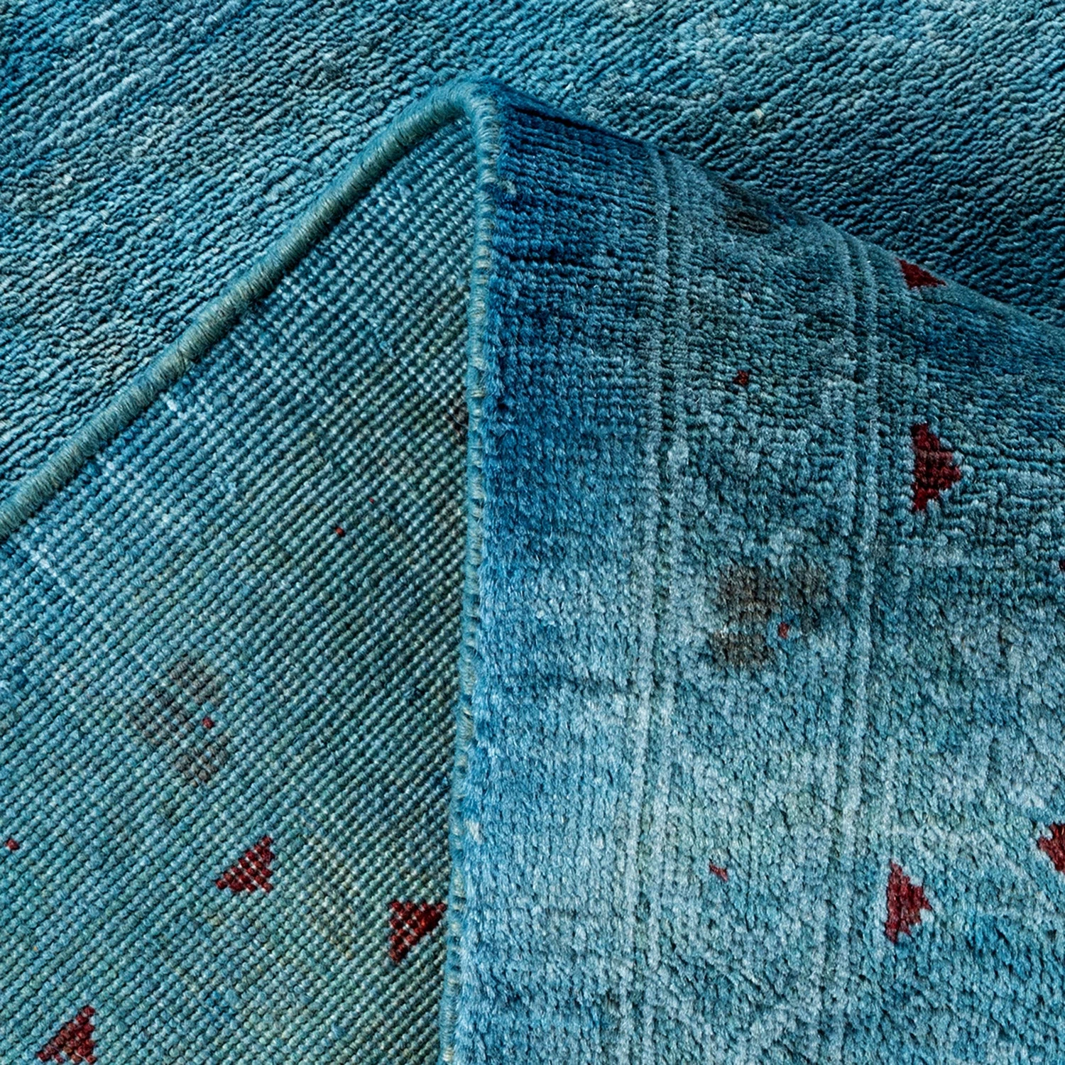 Blue Overdyed Wool Rug - 9'1" X 12'3" 7 Blue Overdyed Wool Rug - 9'1" X 12'3" - Image 5