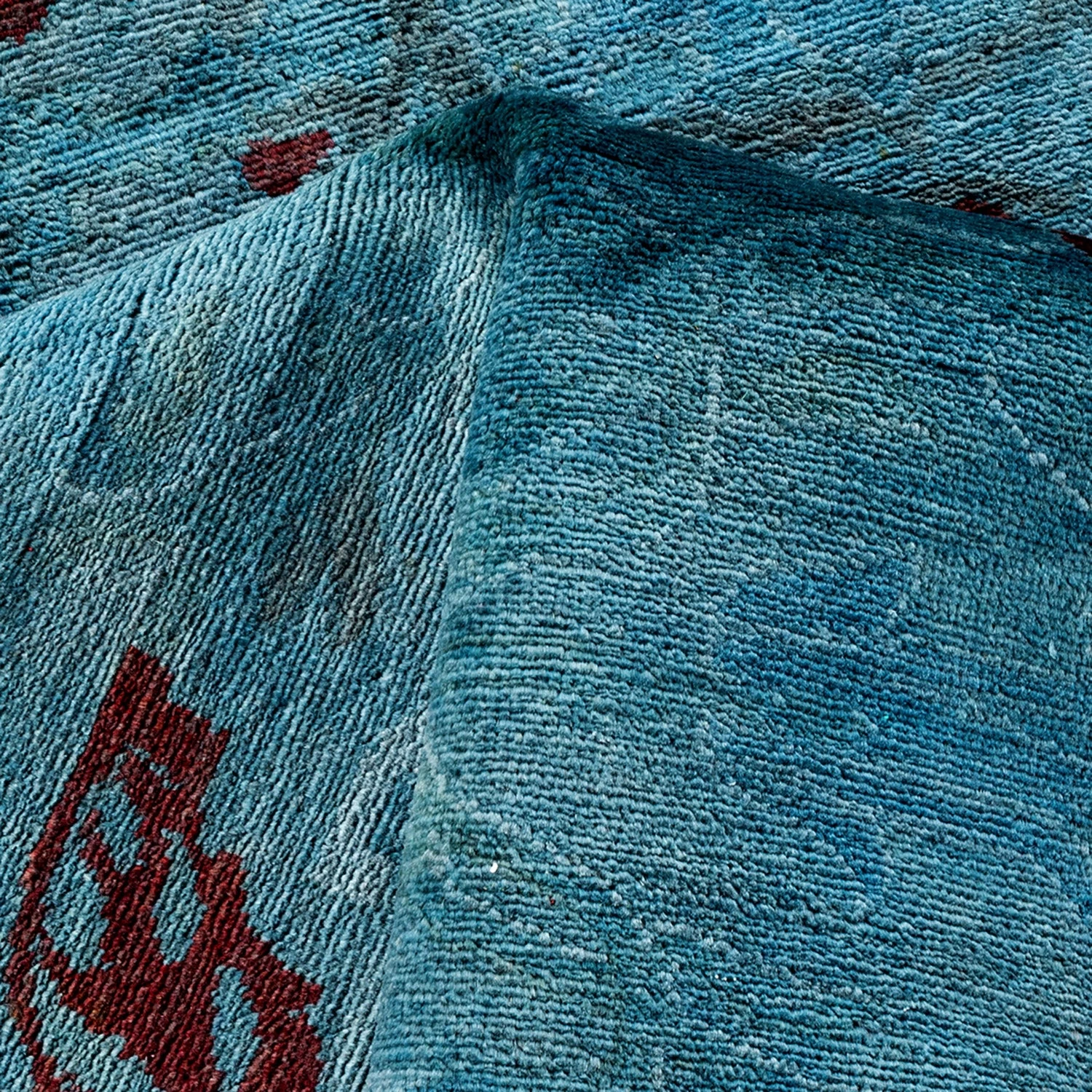 Blue Overdyed Wool Rug - 9'1" X 12'3" 8 Blue Overdyed Wool Rug - 9'1" X 12'3" - Image 6