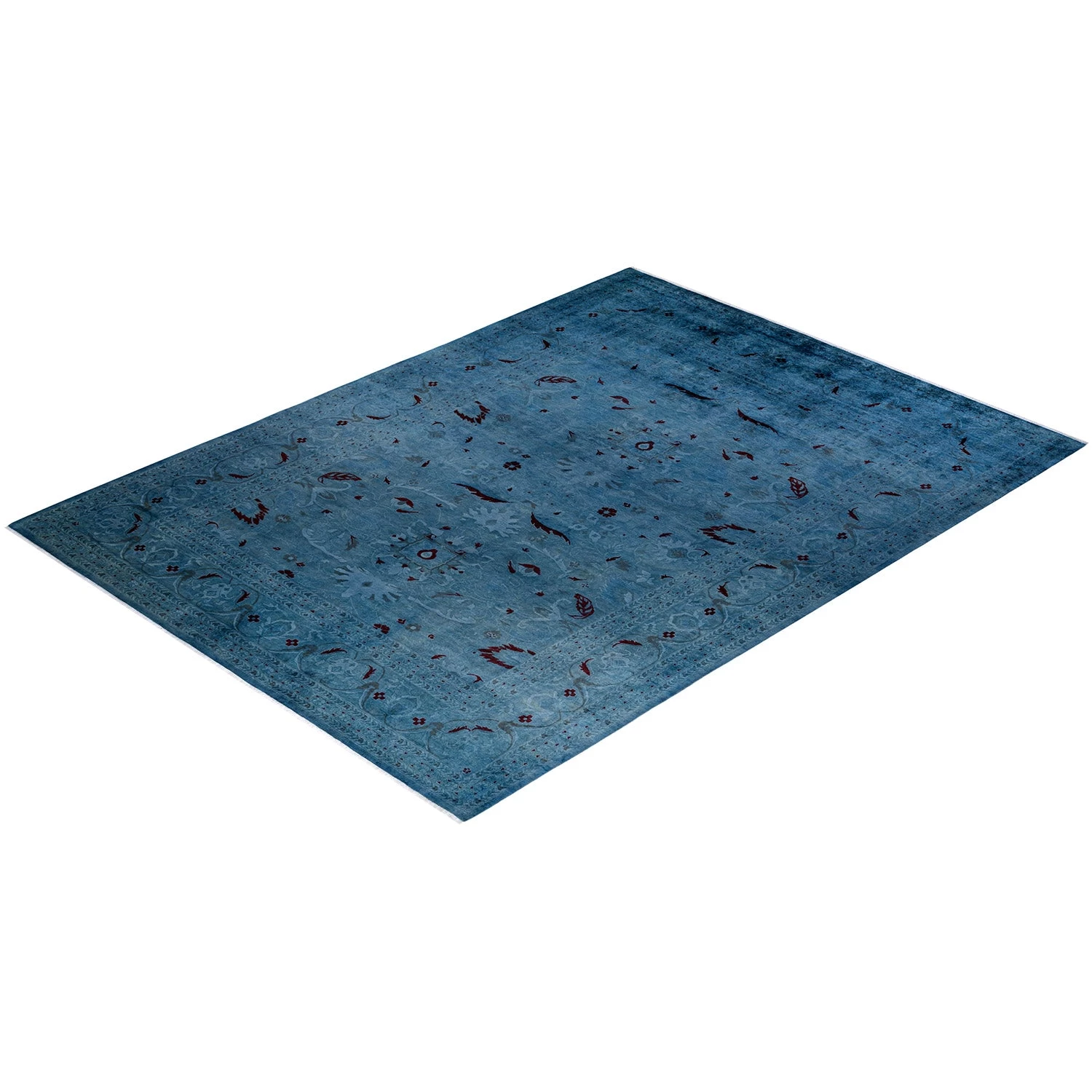 Blue Overdyed Wool Rug - 9'1" X 12'3" 10 Blue Overdyed Wool Rug - 9'1" X 12'3" - Image 8