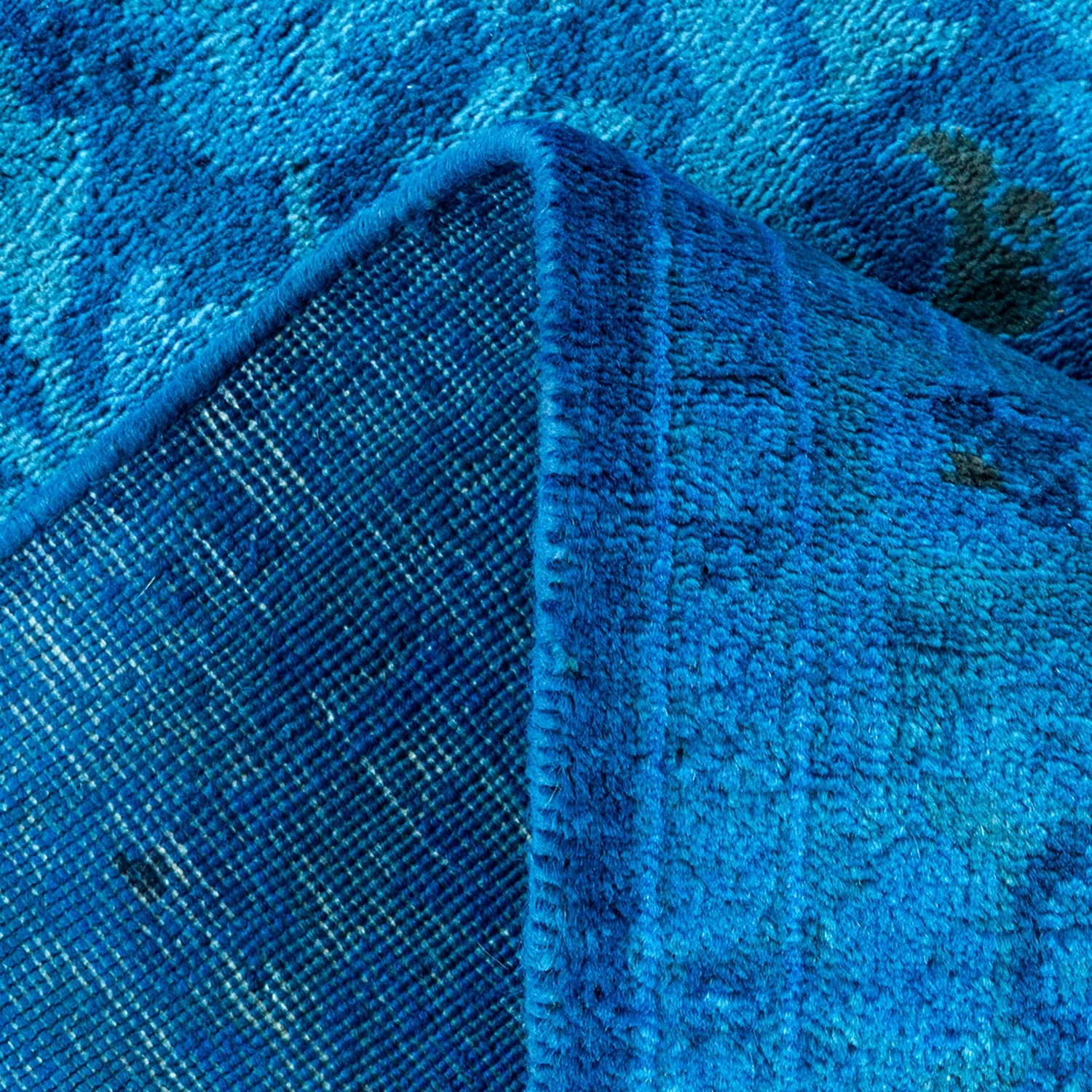 Blue Overdyed Wool Runner - 2'6" X 12'5" 7 Blue Overdyed Wool Runner - 2'6" X 12'5" - Image 5