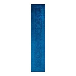 Blue Overdyed Wool Runner - 2'6" X 12'5"