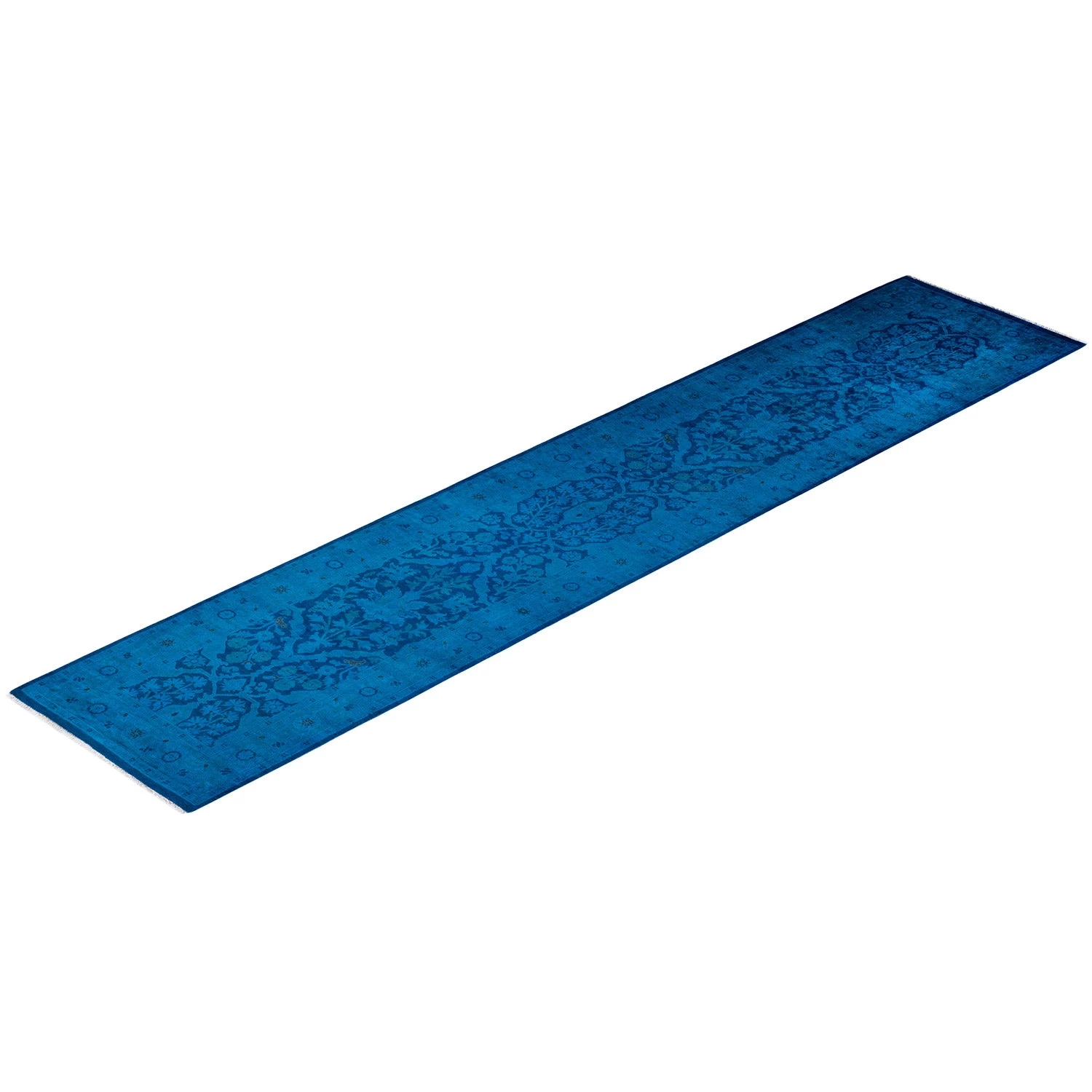 Blue Overdyed Wool Runner - 2'6" X 12'5" 10 Blue Overdyed Wool Runner - 2'6" X 12'5" - Image 8