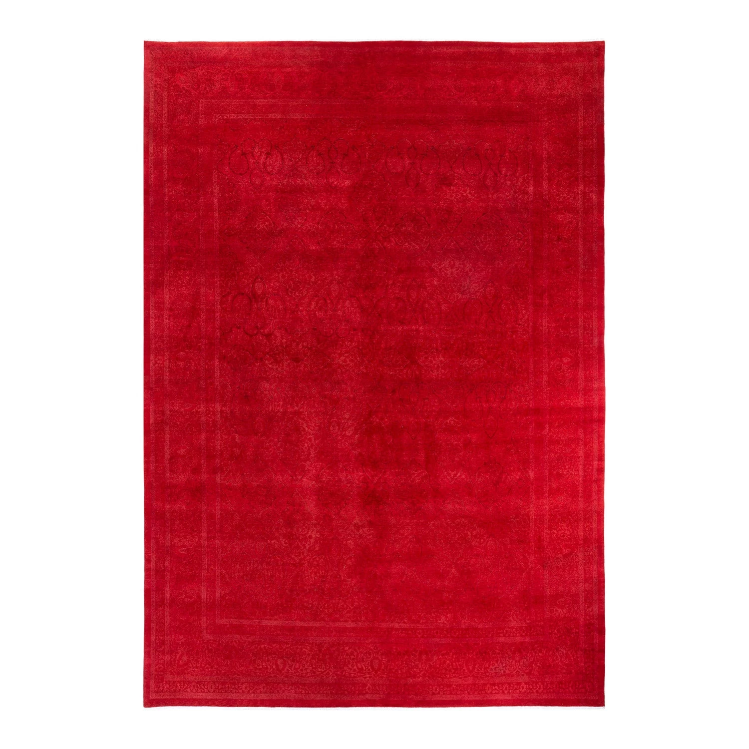 Red Overdyed Wool Rug - 10'2" X 14'2" 3 Red Overdyed Wool Rug - 10'2" X 14'2"