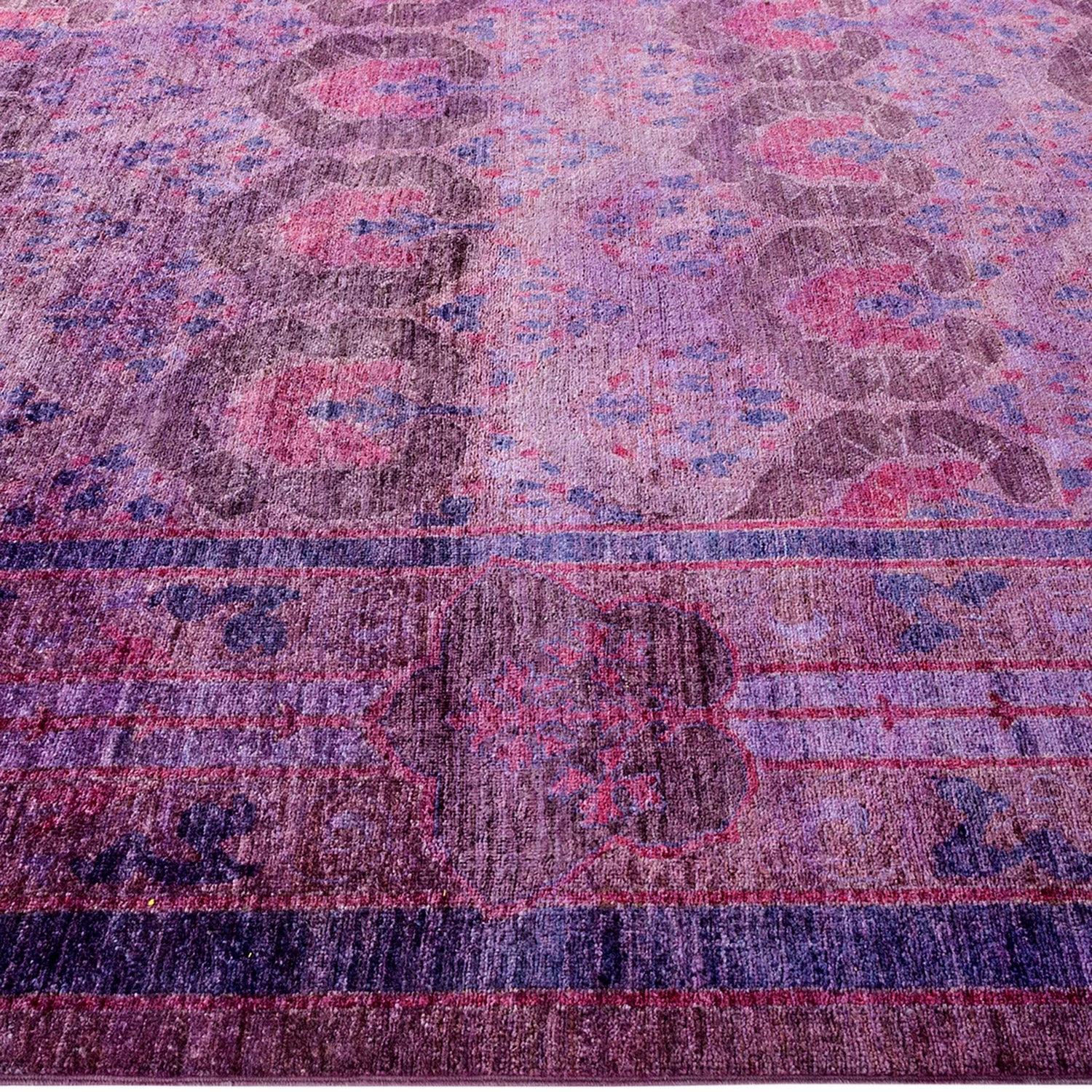 Purple Overdyed Wool Rug - 9'2" X 11'7" 4 Purple Overdyed Wool Rug - 9'2" X 11'7" - Image 2