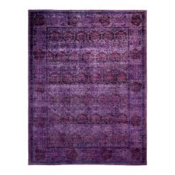 Purple Overdyed Wool Rug - 9'2" X 11'7"