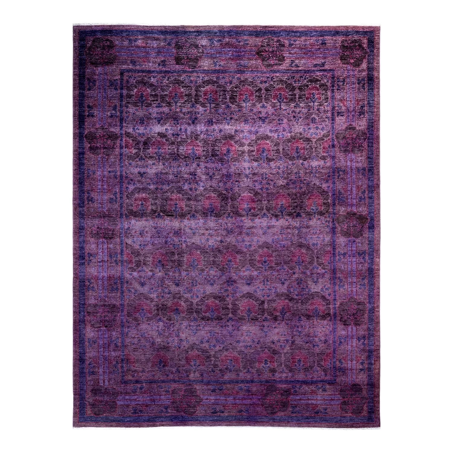 Purple Overdyed Wool Rug - 9'2" X 11'7" 3 Purple Overdyed Wool Rug - 9'2" X 11'7"