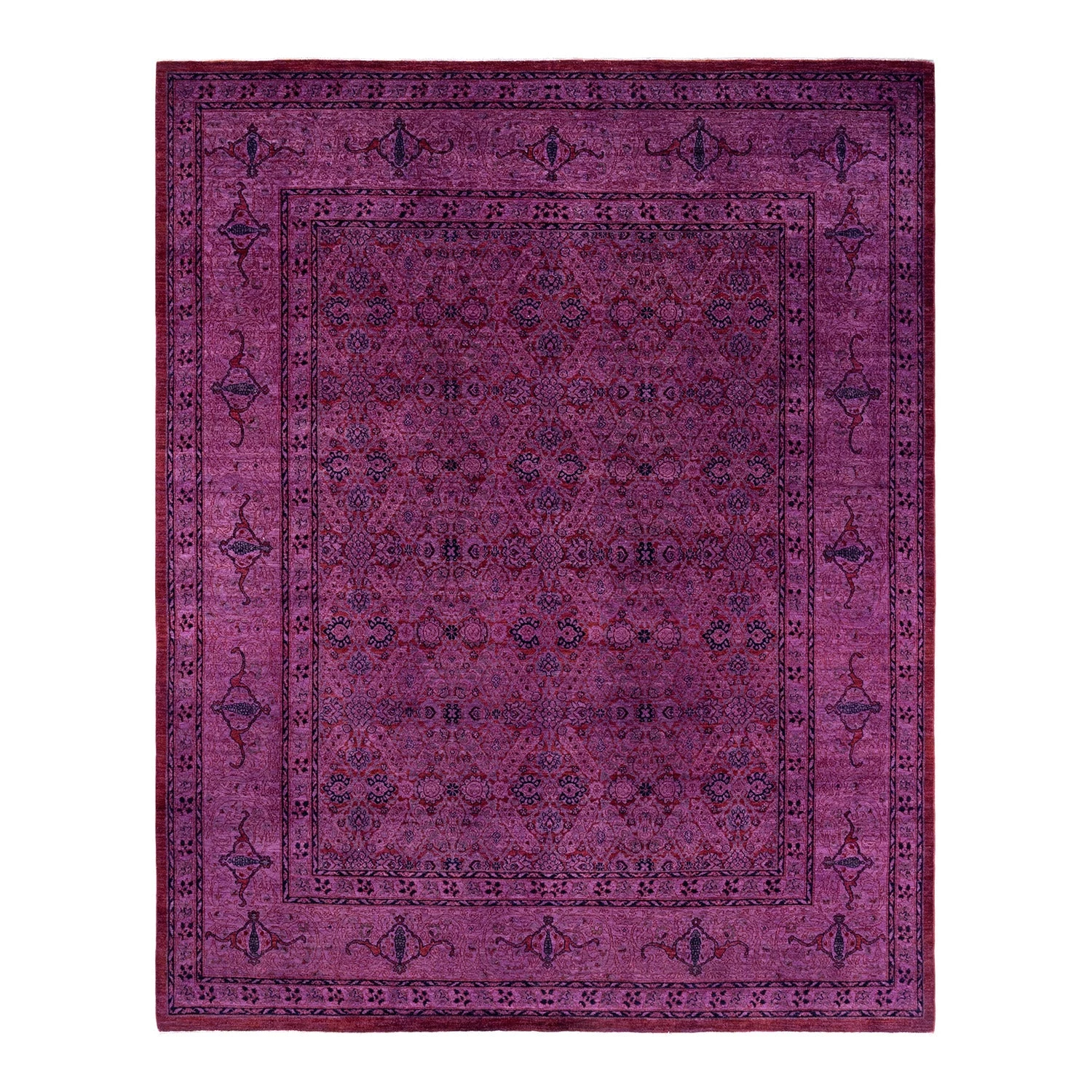 Purple Overdyed Wool Rug - 10'1" X 8'1" 3 Purple Overdyed Wool Rug - 10'1" X 8'1"