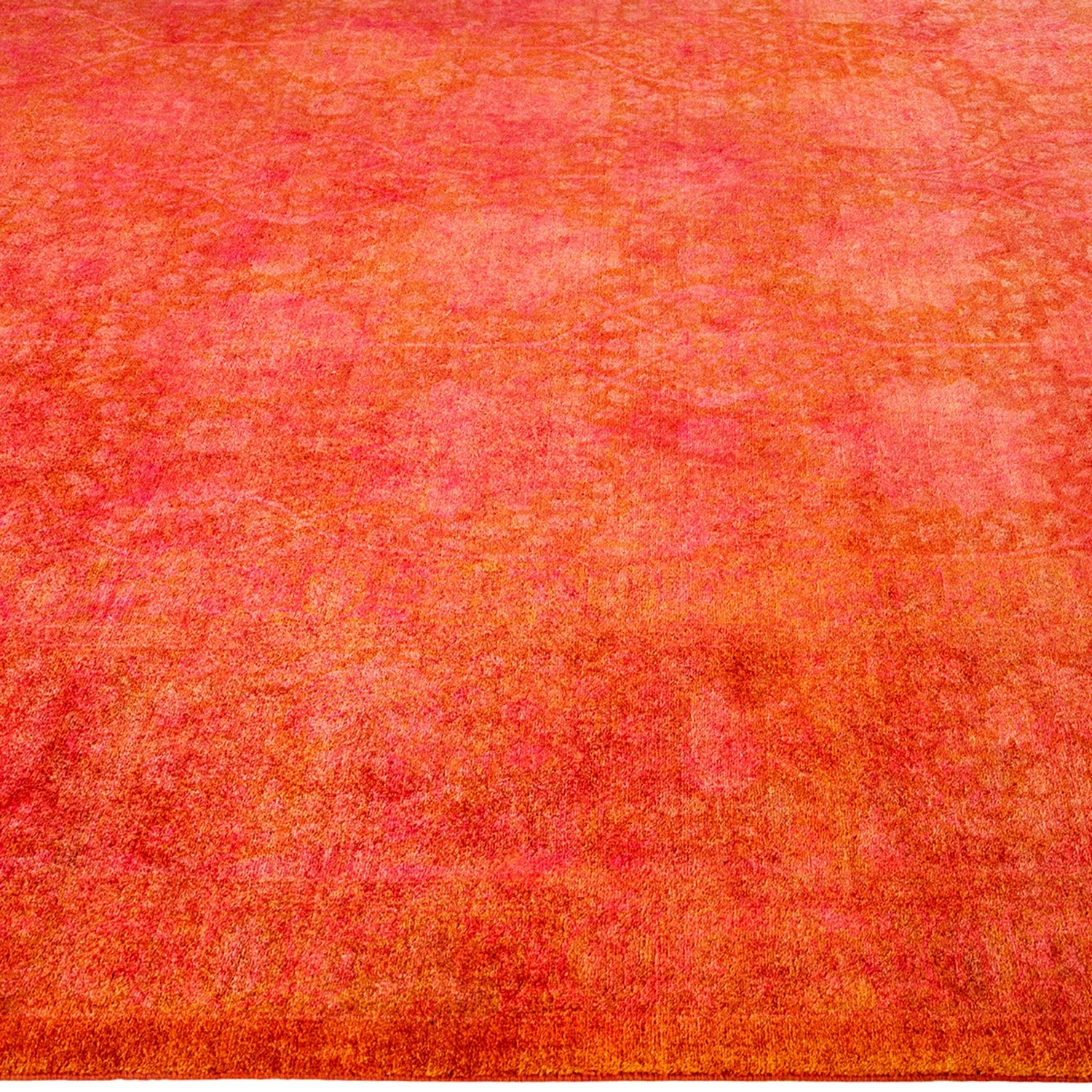 Orange Overdyed Wool Rug - 9'1" X 12'1" 5 Orange Overdyed Wool Rug - 9'1" X 12'1" - Image 3