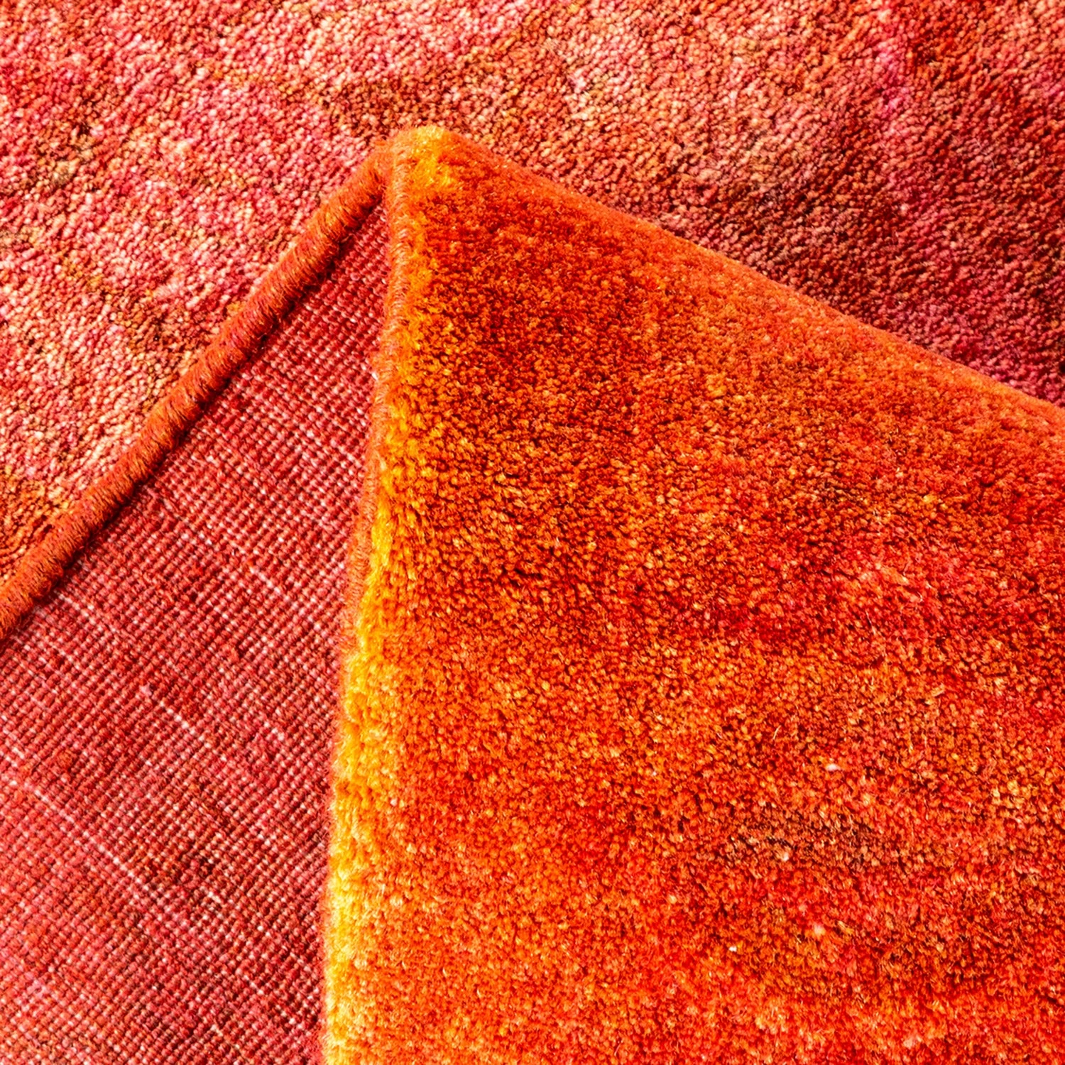 Orange Overdyed Wool Rug - 9'1" X 12'1" 7 Orange Overdyed Wool Rug - 9'1" X 12'1" - Image 5