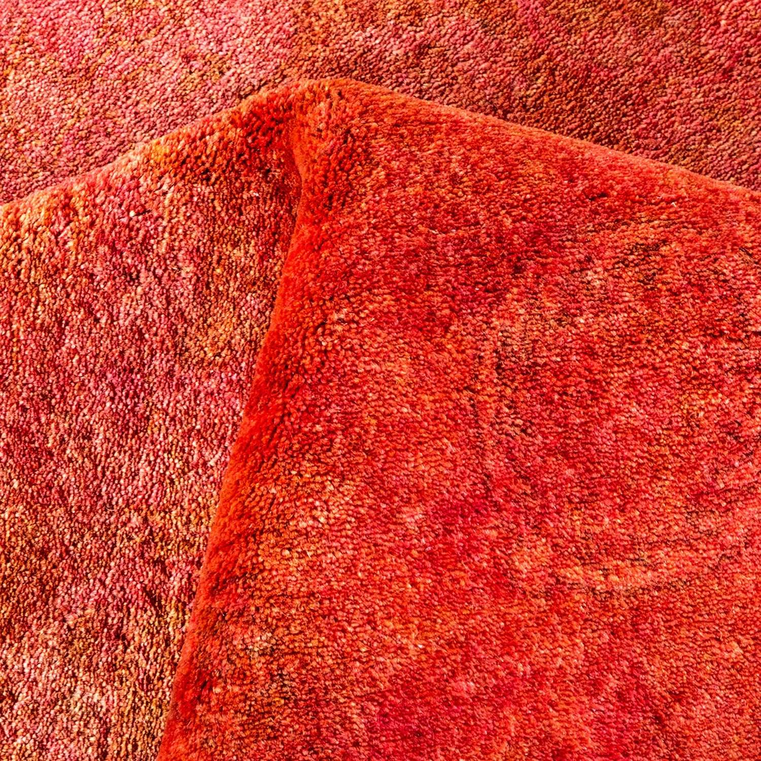 Orange Overdyed Wool Rug - 9'1" X 12'1" 8 Orange Overdyed Wool Rug - 9'1" X 12'1" - Image 6