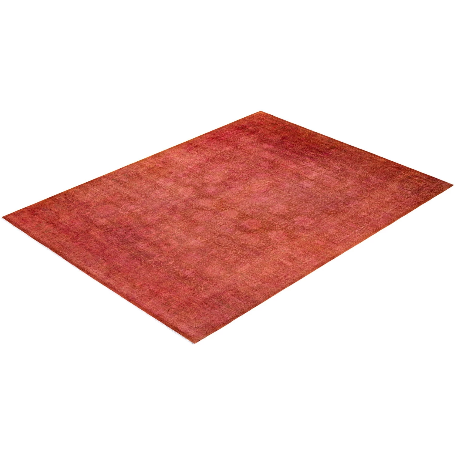 Orange Overdyed Wool Rug - 9'1" X 12'1" 10 Orange Overdyed Wool Rug - 9'1" X 12'1" - Image 8