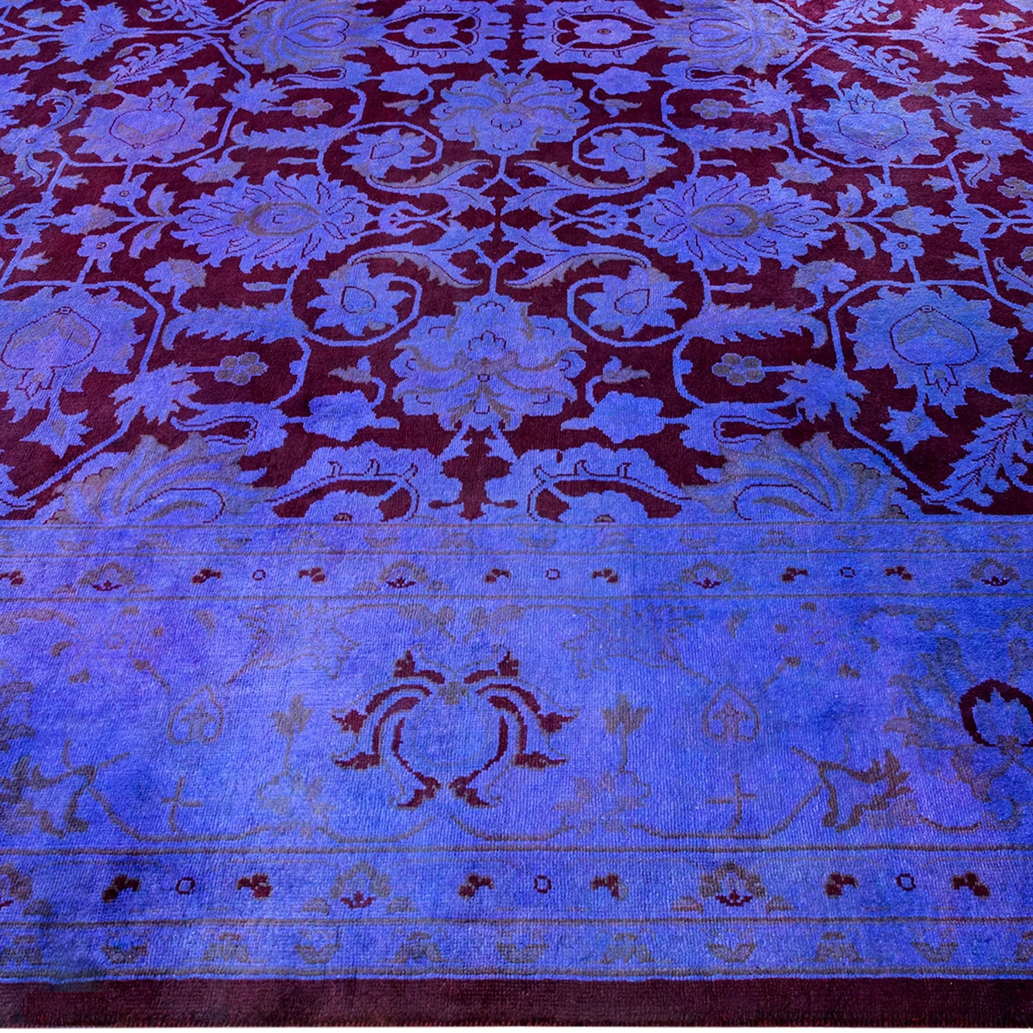Blue Overdyed Wool Rug - 9'2" X 12'3" 4 Blue Overdyed Wool Rug - 9'2" X 12'3" - Image 2