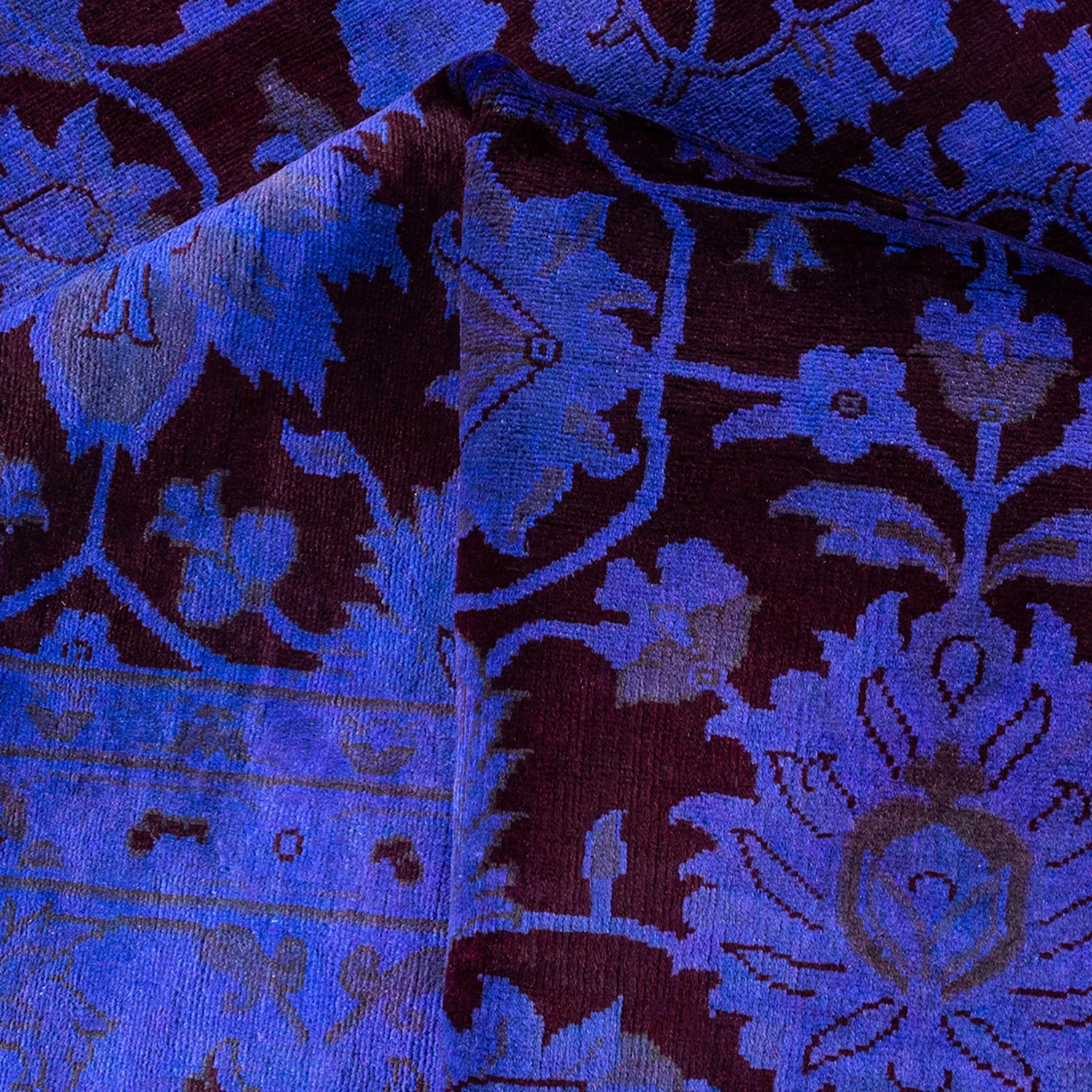 Blue Overdyed Wool Rug - 9'2" X 12'3" 7 Blue Overdyed Wool Rug - 9'2" X 12'3" - Image 5