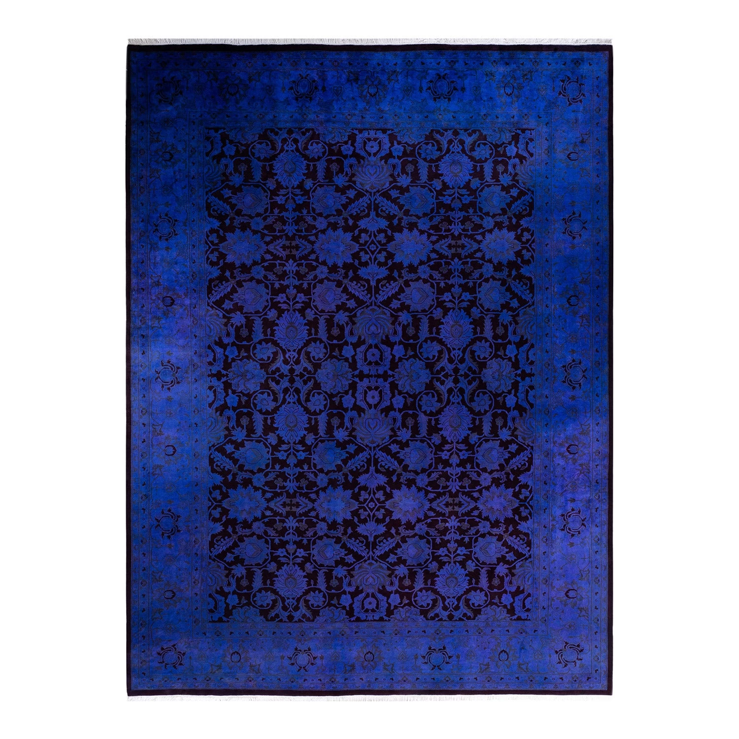 Blue Overdyed Wool Rug - 9'2" X 12'3" 3 Blue Overdyed Wool Rug - 9'2" X 12'3"