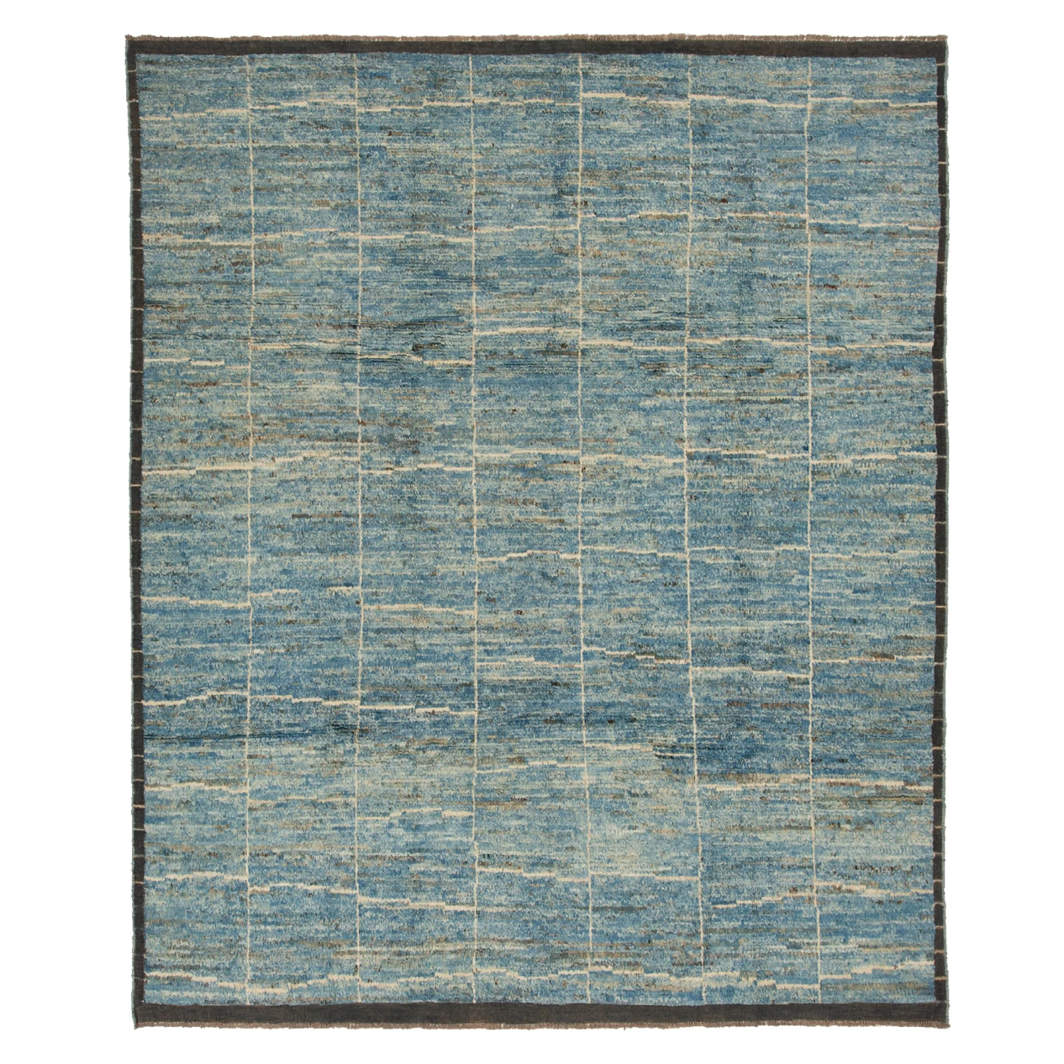 Blue Modern Wool Rug - 8'4'' X 9'7'' 3 Blue Modern Wool Rug - 8'4'' X 9'7''