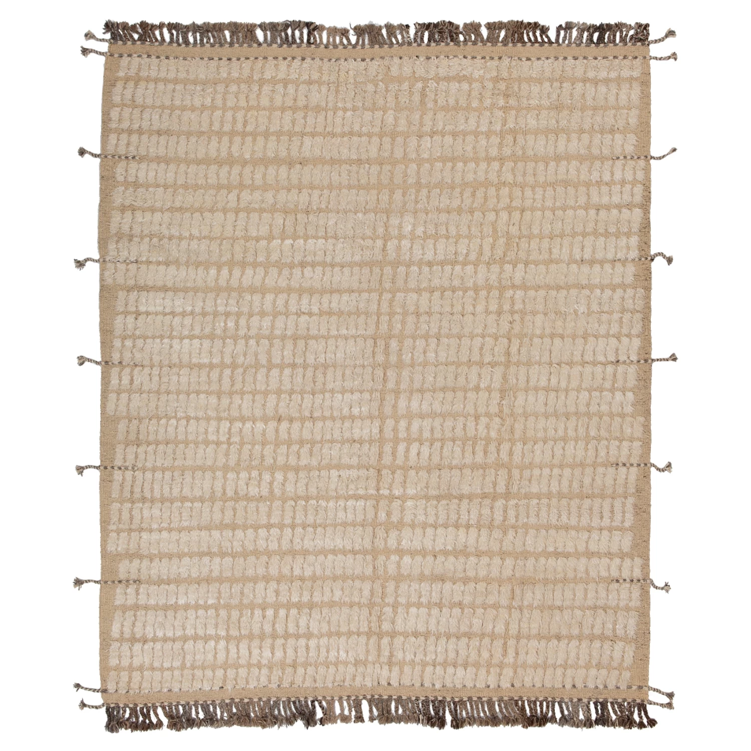 Neutral Moroccan Berber Wool Rug - 8'4" X 9'2" 3 Neutral Moroccan Berber Wool Rug - 8'4" X 9'2"