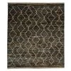 Blue And Black Diamond Geometric Modern Wool Rug - 8'6'' X 9'9''