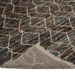Blue And Black Diamond Geometric Modern Wool Rug - 8'6'' X 9'9'' -Home Comprehensive Shop 3029592 4
