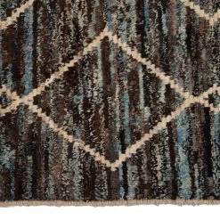 Blue And Black Diamond Geometric Modern Wool Rug - 8'6'' X 9'9'' -Home Comprehensive Shop 3029592 5